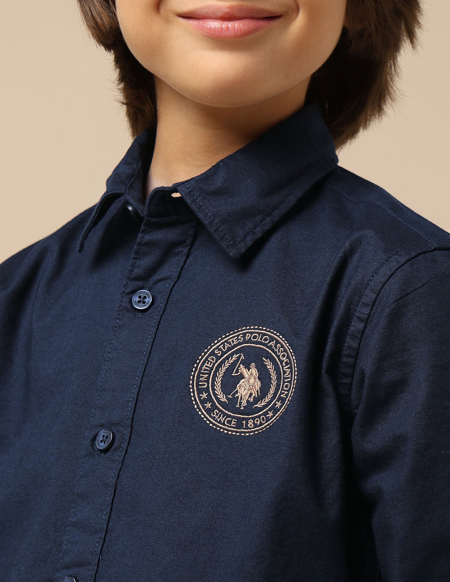 Boys Brand Embroidered Oxford Shirt Navy - U.S. POLO ASSN. | Large