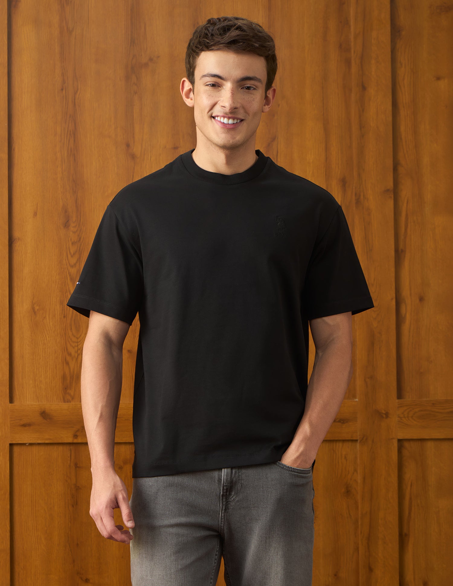 Solid Relaxed Fit T-Shirt Black - U.S. Polo Assn. India | Large