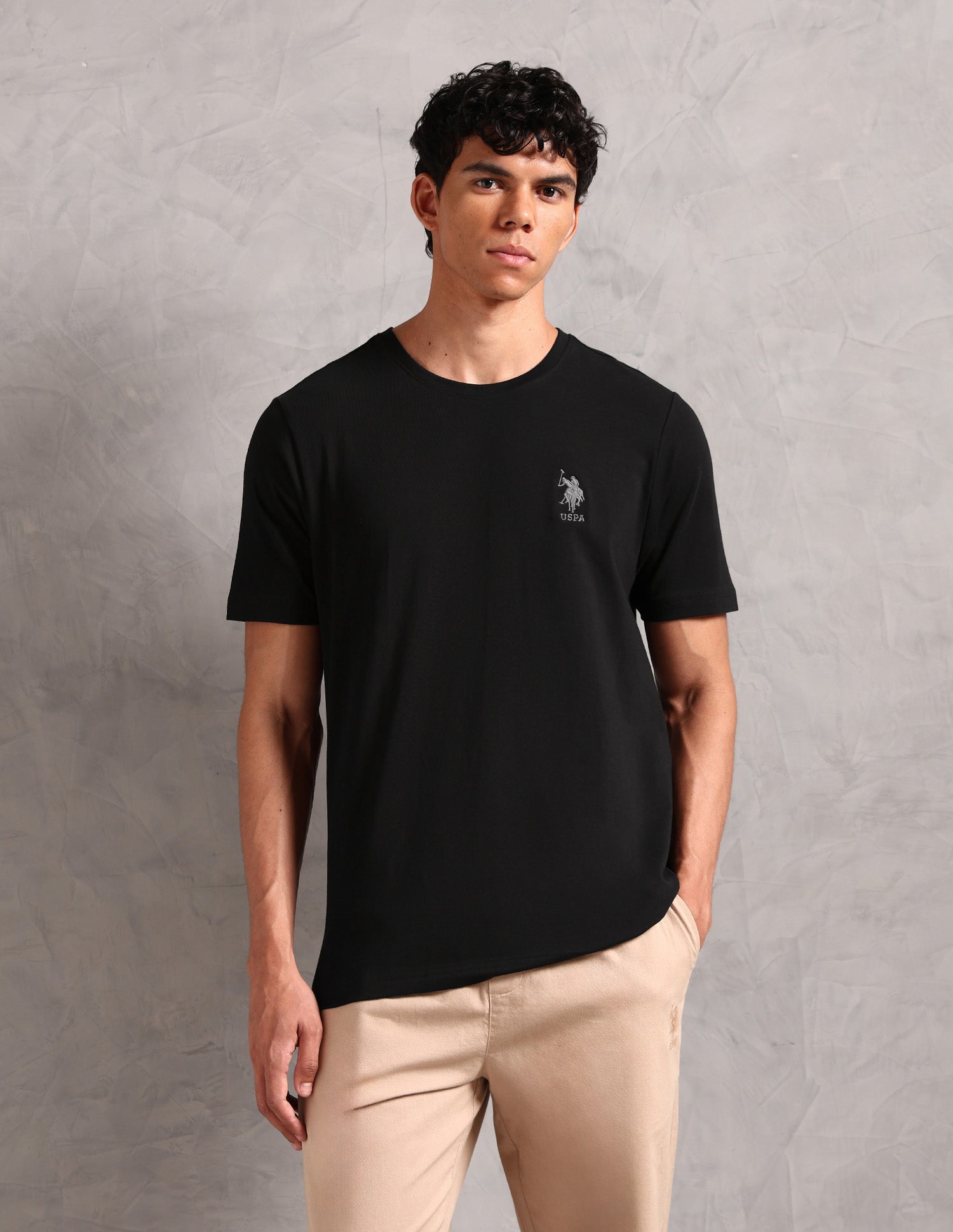 Comfort Fit Pure Cotton OEE12 Lounge T-Shirt - Pack Of 1 Black - U.S. POLO ASSN. | Large