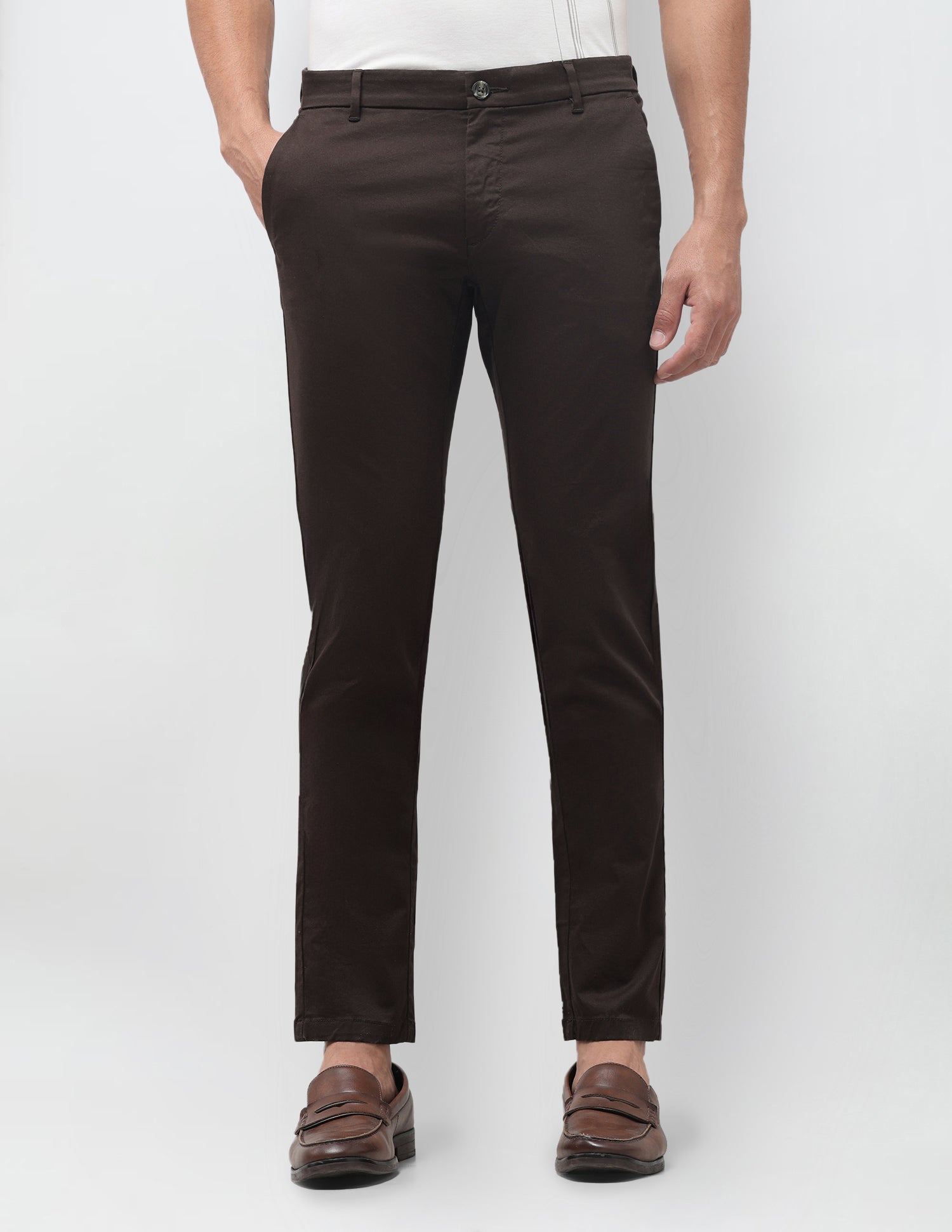 Austin Slim Fit Mid Rise Trousers Choco - U.S. Polo Assn. India | Large