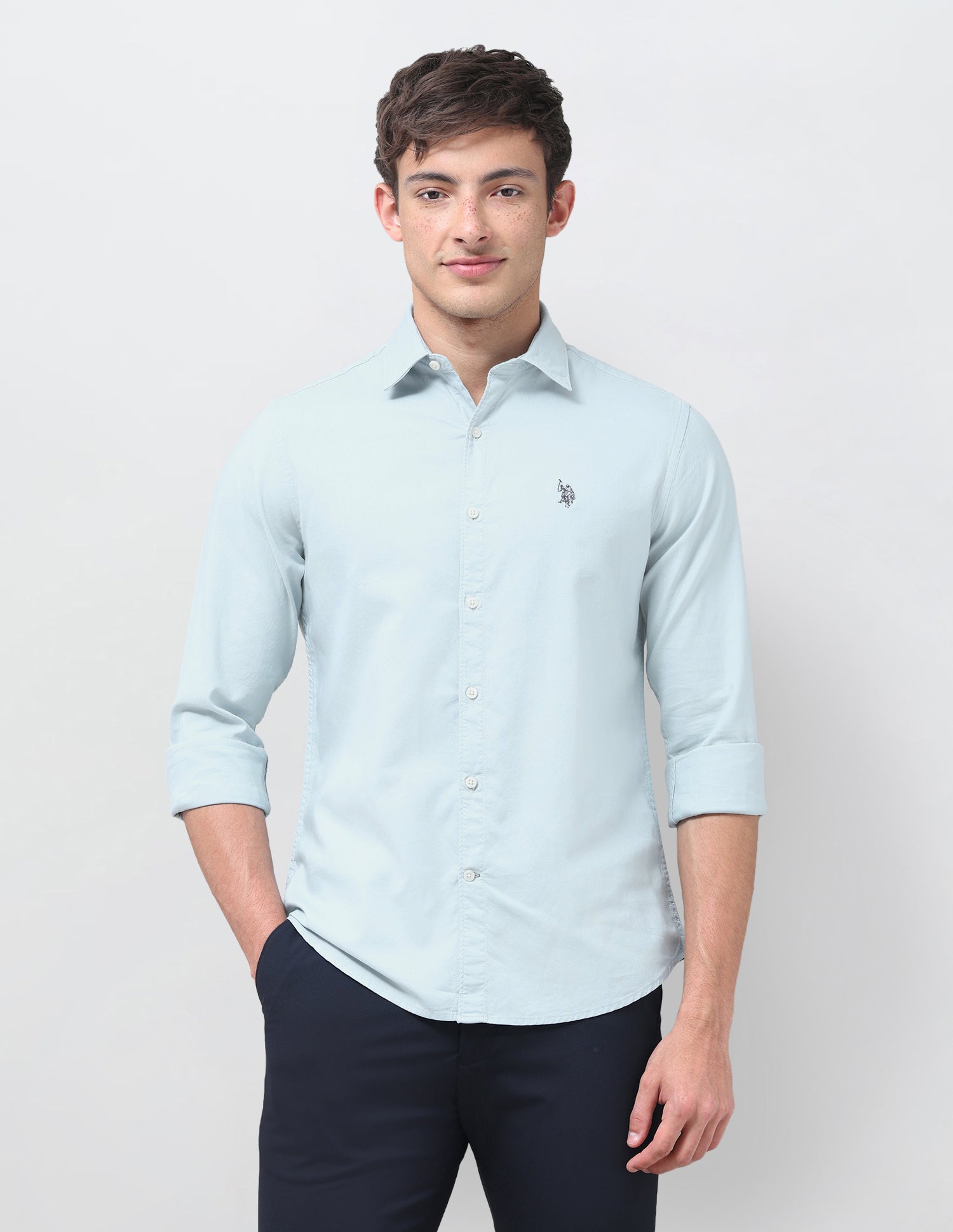 Solid Tailored Fit Shirt Light Blue - U.S. Polo Assn. India | Large