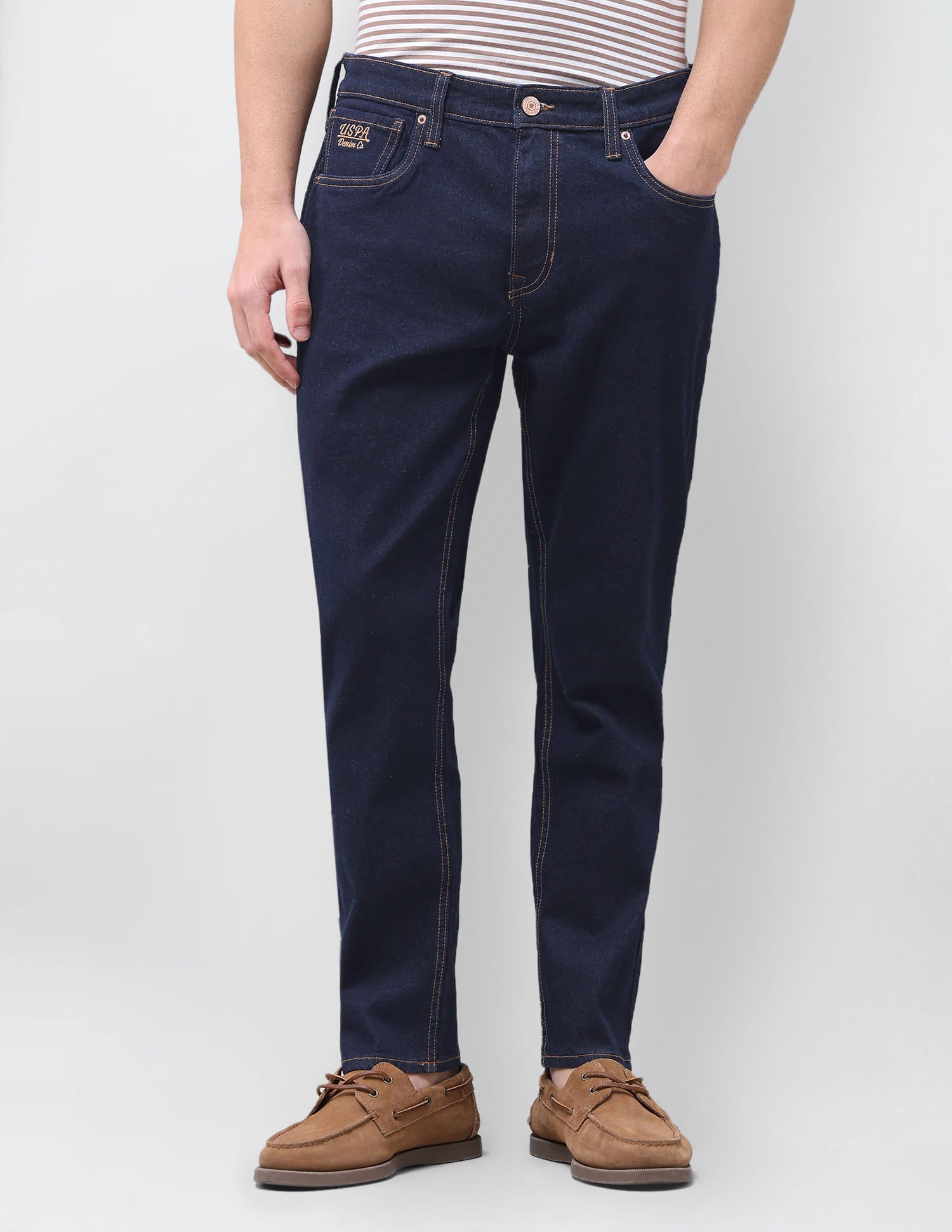 Solid Tapered Fit Jeans Blue - U.S. Polo Assn. India | Large