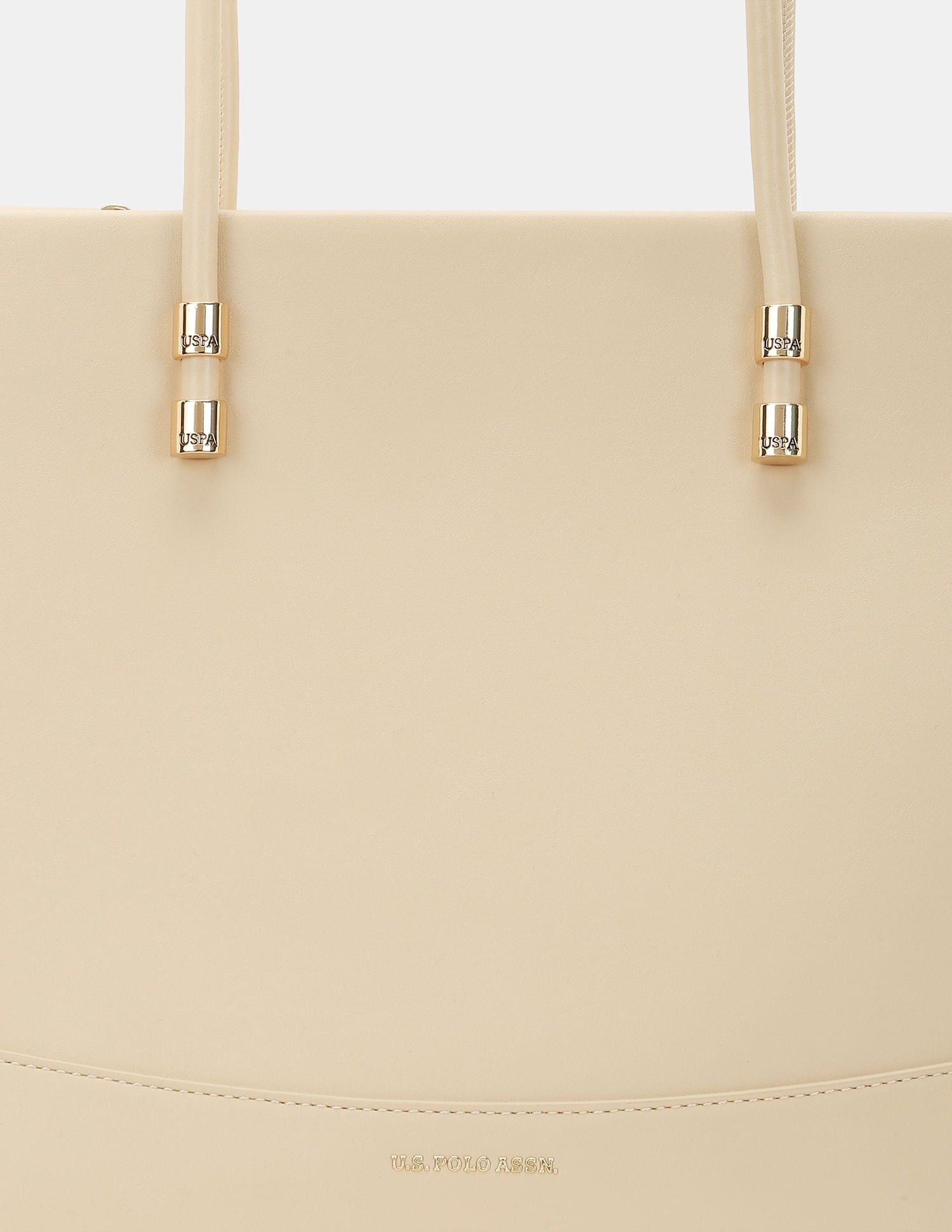 Women  Bella Tote Bag with Solid Finish Beige - U.S. POLO ASSN. | Large