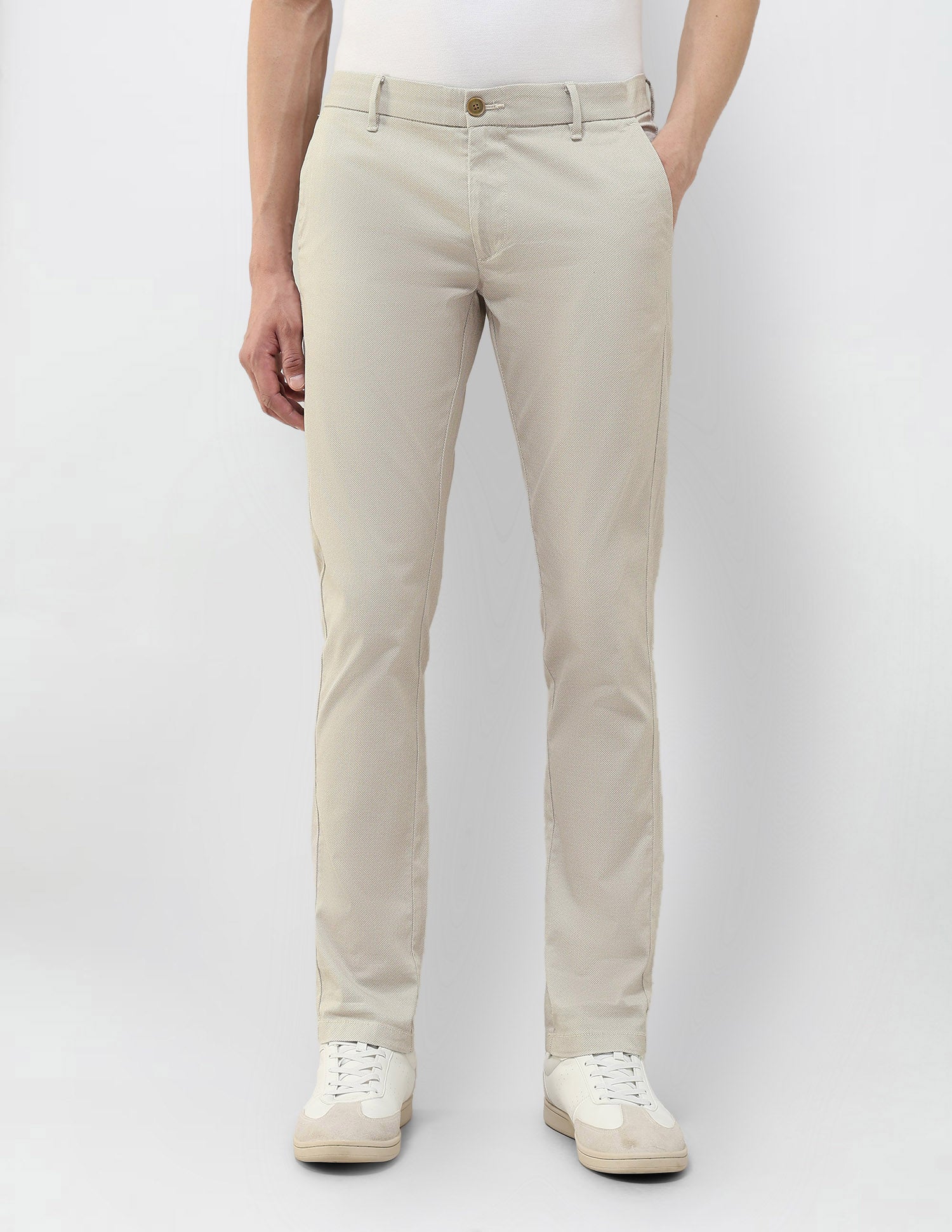 Slim Fit Textured Trousers Beige - U.S. POLO ASSN. | Large