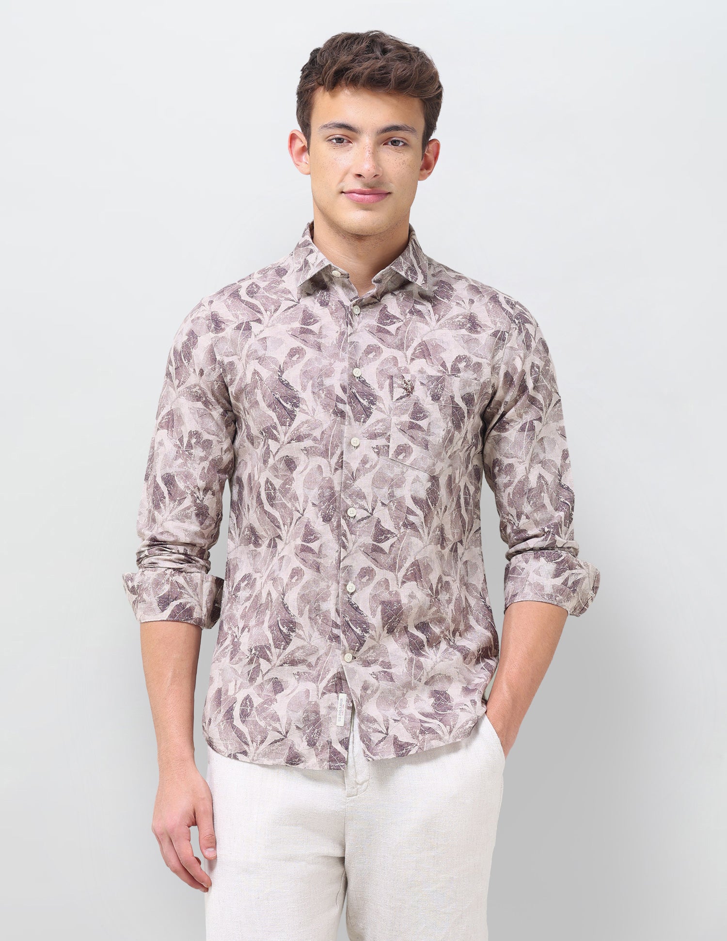 Tropical Printed Regular Fit Shirt Wine - U.S. Polo Assn. India | Large