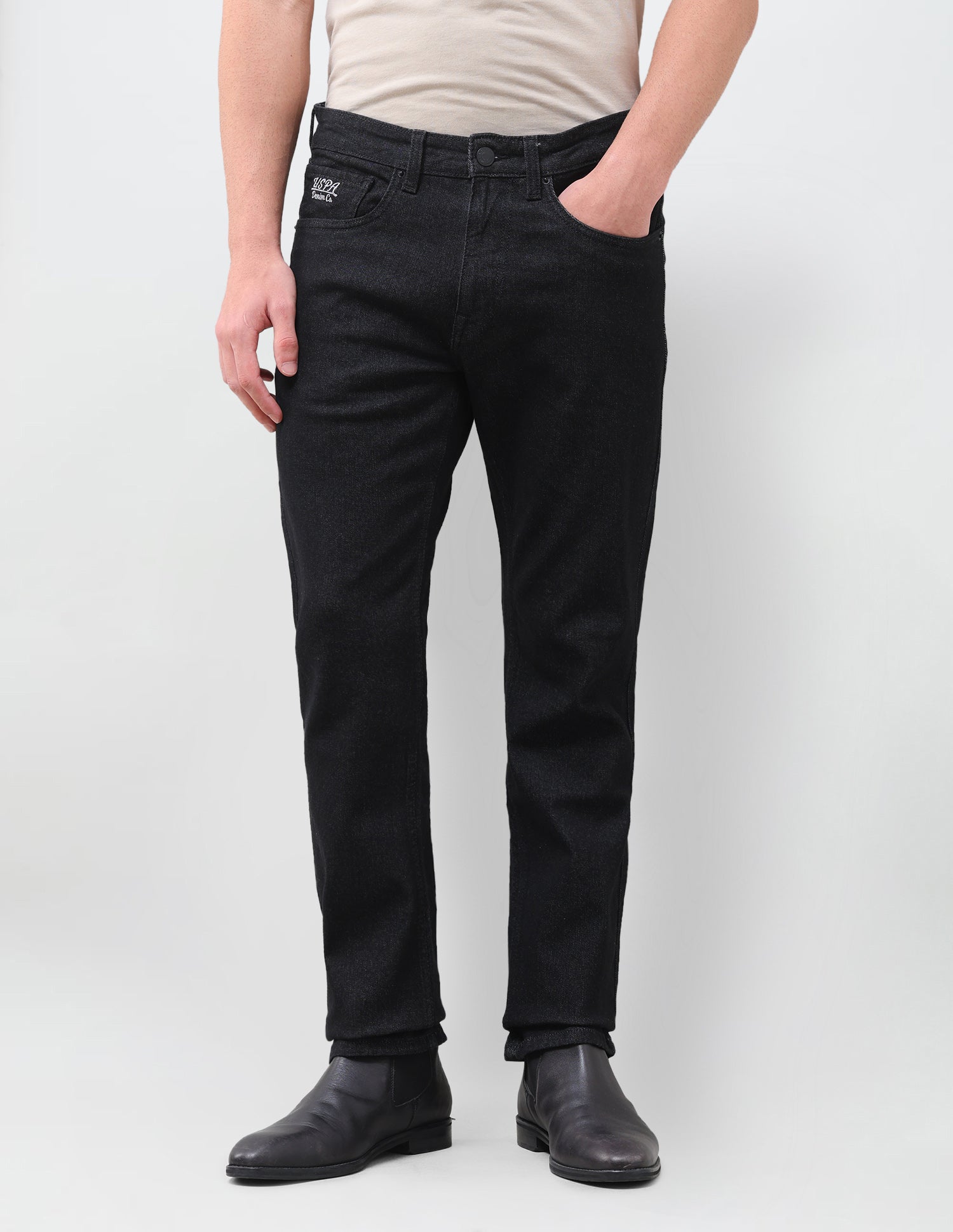 Harold Slim Straight Fit Black Jeans Black - U.S. Polo Assn. India | Large