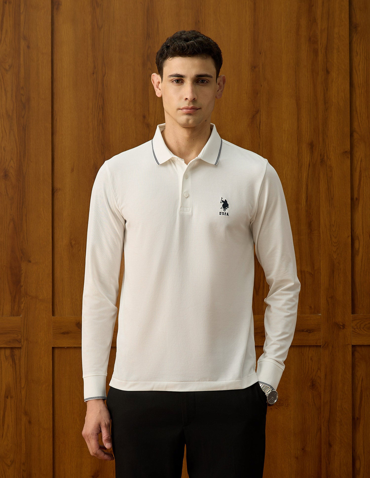 Equestrian Aisle Theater Polo Shirt Off White - U.S. POLO ASSN. | Large