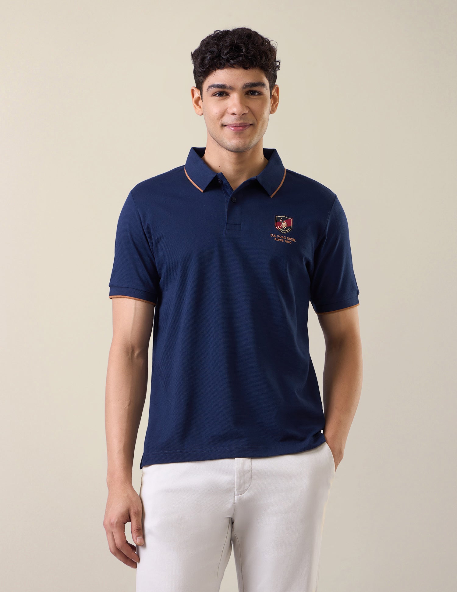 Solid Slim Fit Polo Shirt Blue - U.S. Polo Assn. India | Large