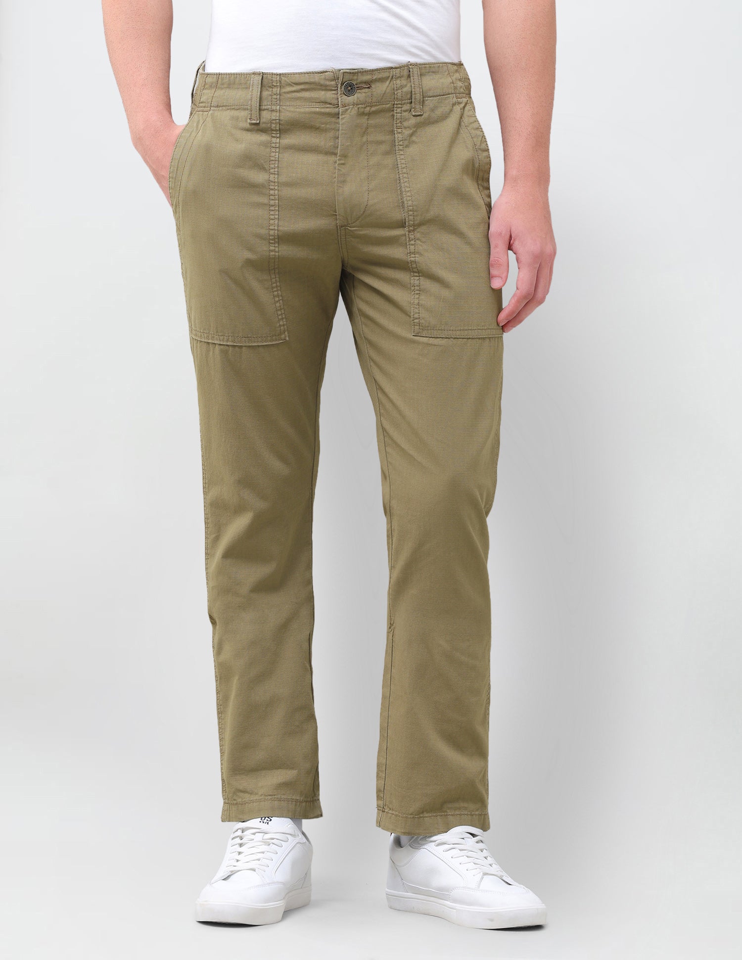 Harold Slim Straight Fit Mid Rise Trouser Tan - U.S. Polo Assn. India | Large