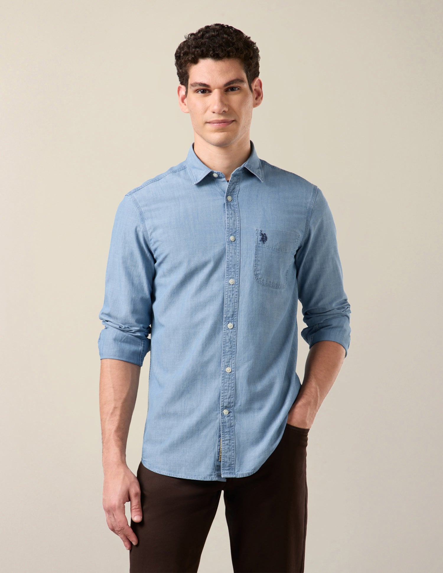 Solid Regular Fit Shirt Indigo - U.S. Polo Assn. India | Large