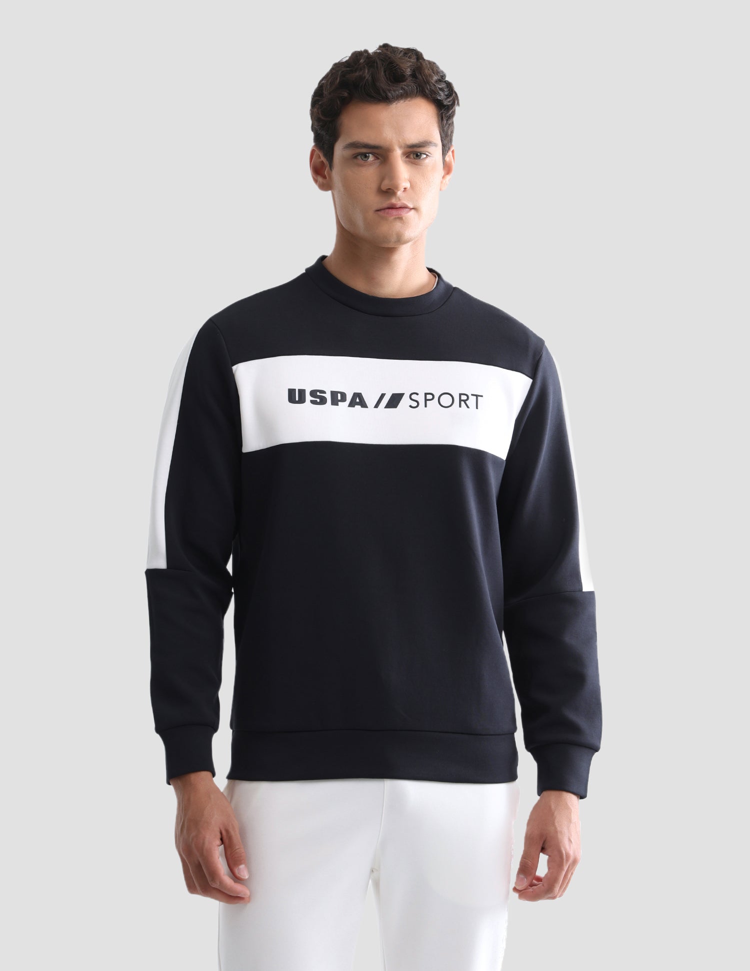 Brand Printed Active Sweatshirt Navy - U.S. Polo Assn. India | Large