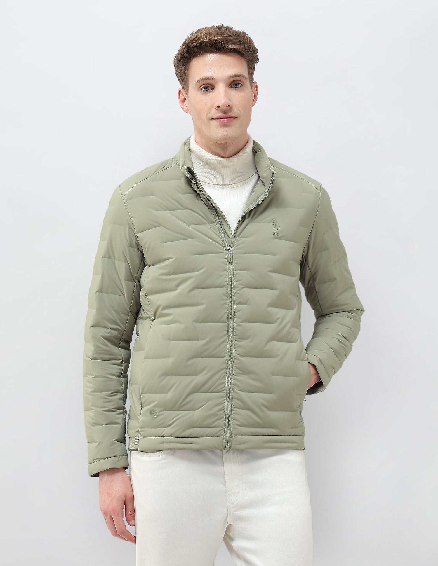 Mock Collar Regular Fit Smartheat Jacket Medium Green - U.S. POLO ASSN. | Large