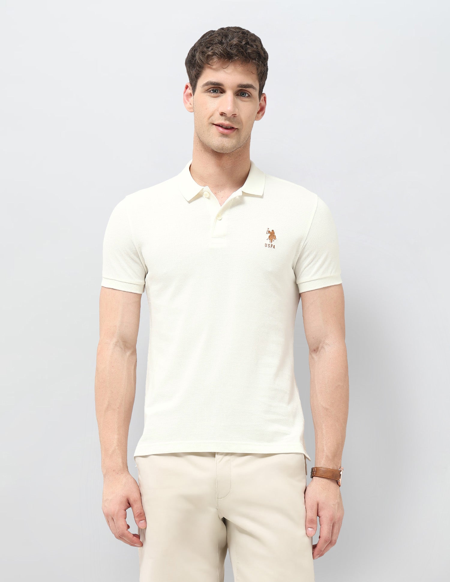 Graphic Brand Printed Regular Fit Polo Shirt Ivory - U.S. POLO ASSN. | Large