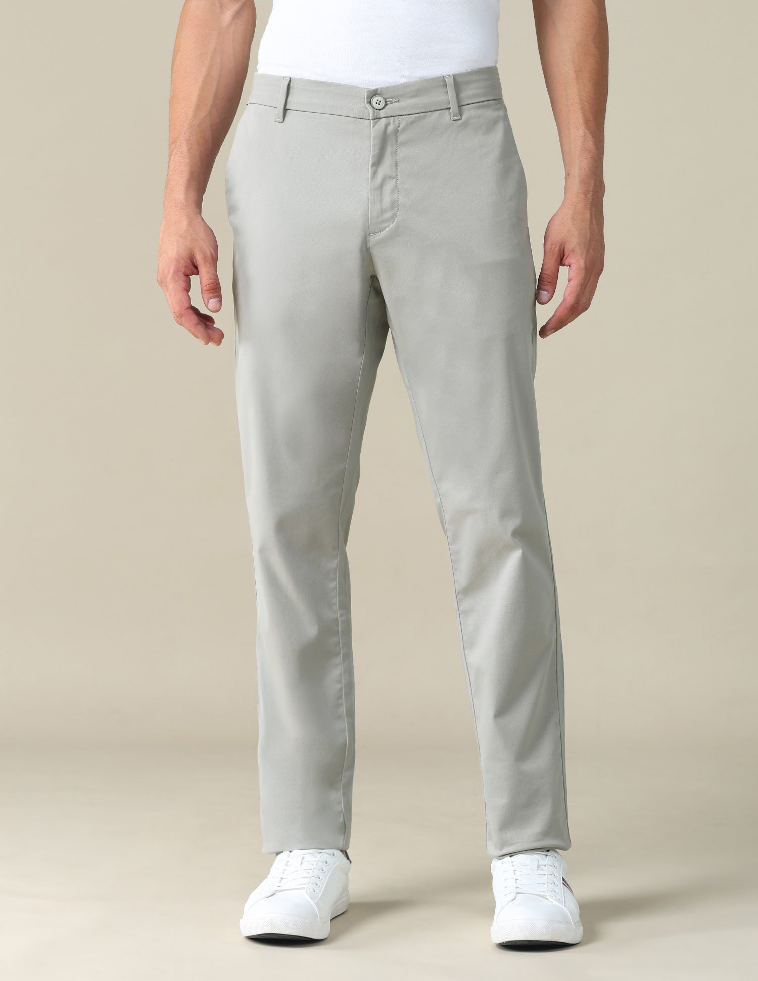 Textured Dobby Trousers Light Grey - U.S. POLO ASSN. | Large