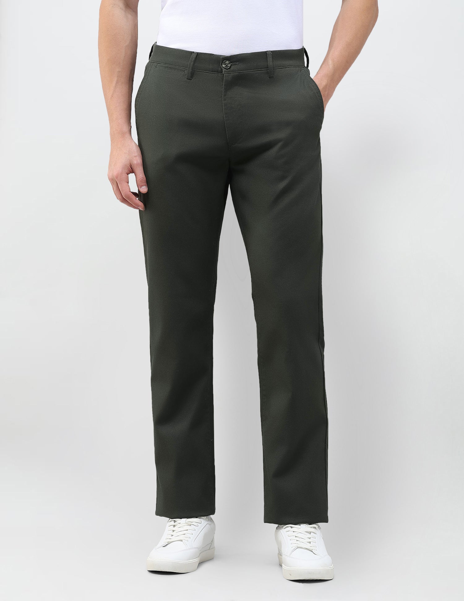 Riley Straight Fit Satin Trousers Dark Olive - U.S. Polo Assn. India | Large