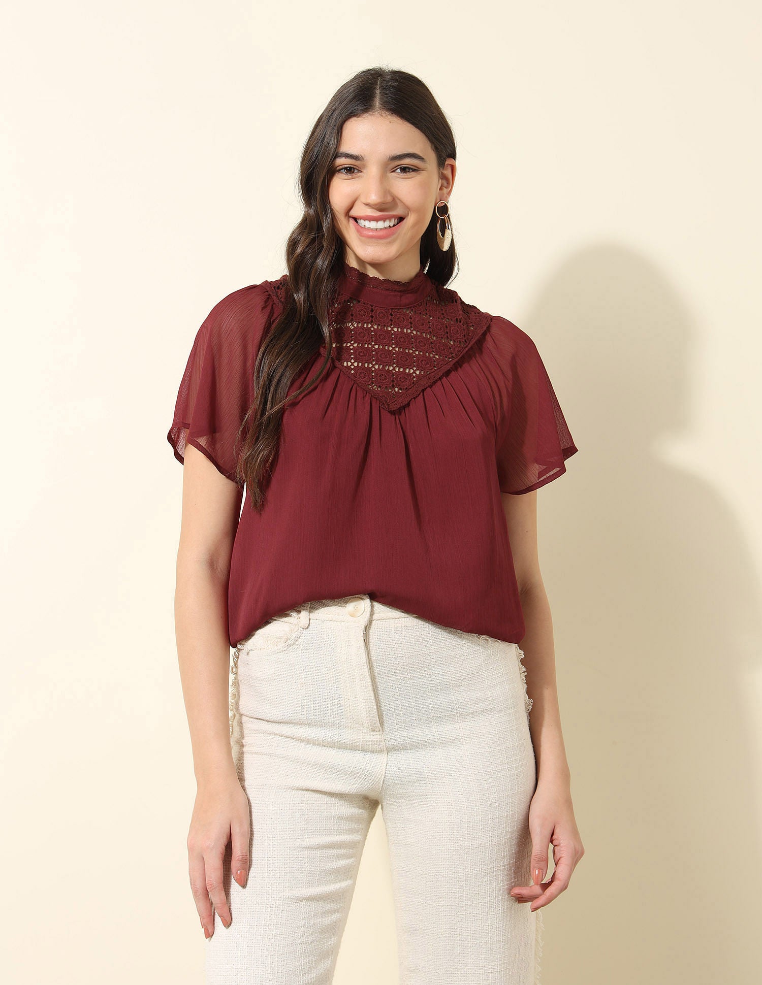 Lace Detailed Top Red - U.S. POLO ASSN. | Large