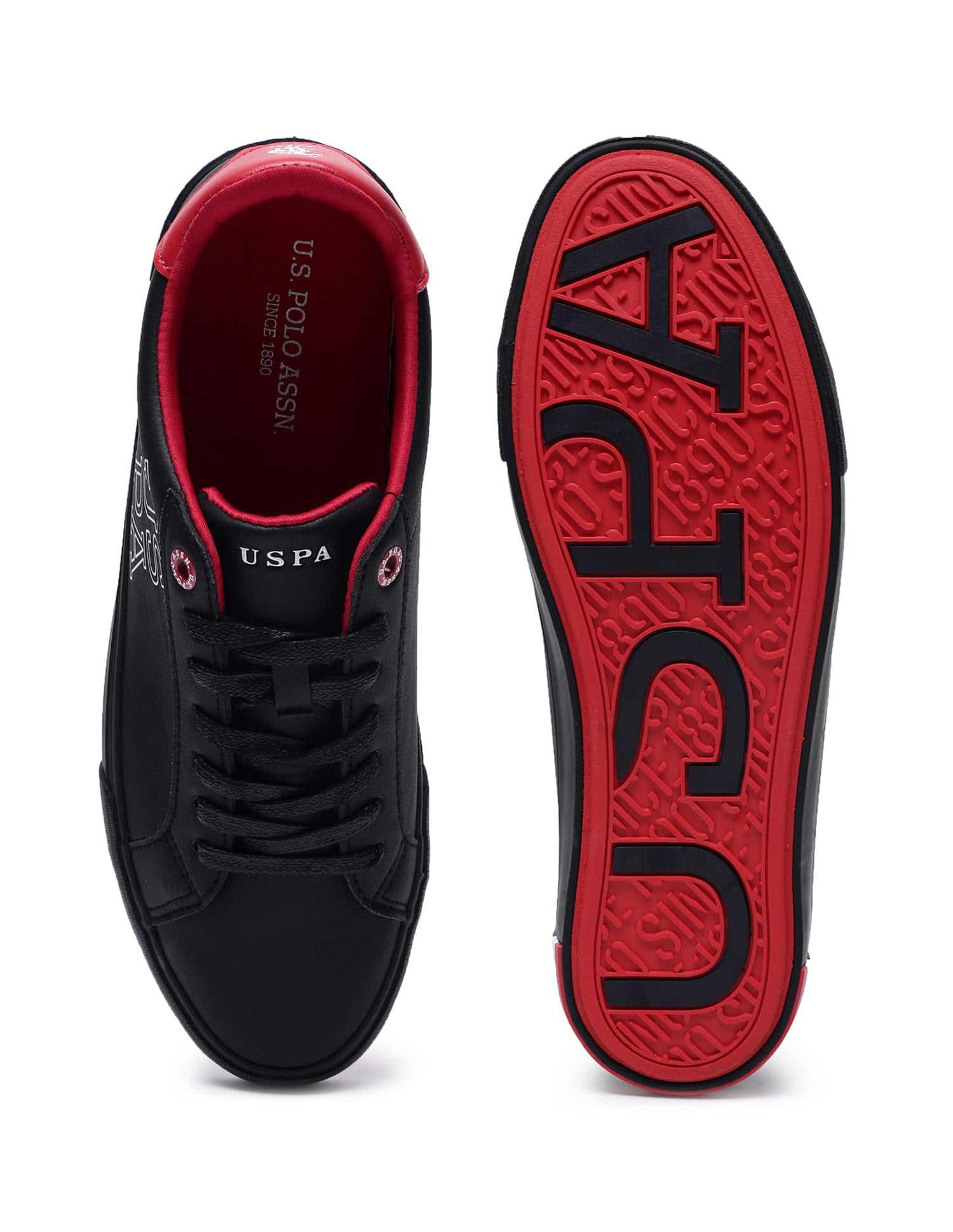 Men Panelled Logo Print Ramus Sneakers Black - U.S. Polo Assn. India | Large