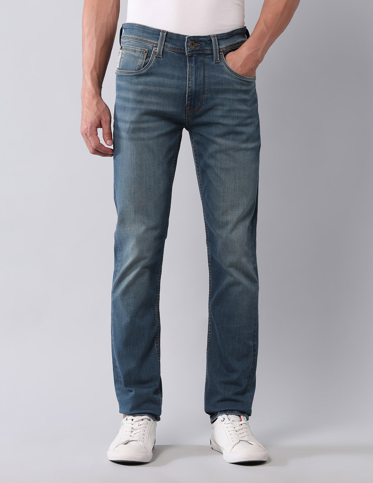 Regallo Skinny Fit Super Stretch Jeans Mid Wash - U.S. Polo Assn. India | Large