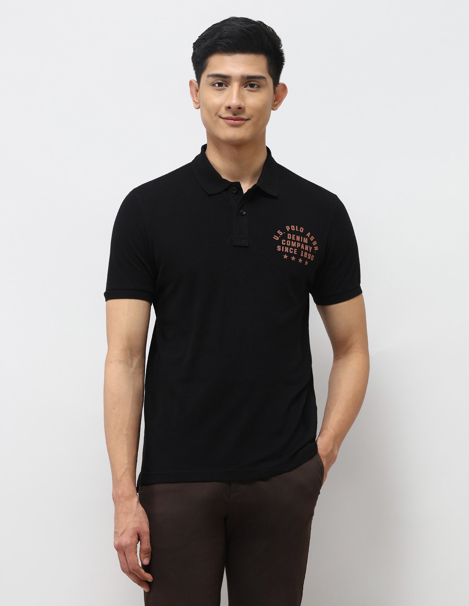 Brand Embossed Muscle Fit Polo Shirt Black - U.S. Polo Assn. India | Large