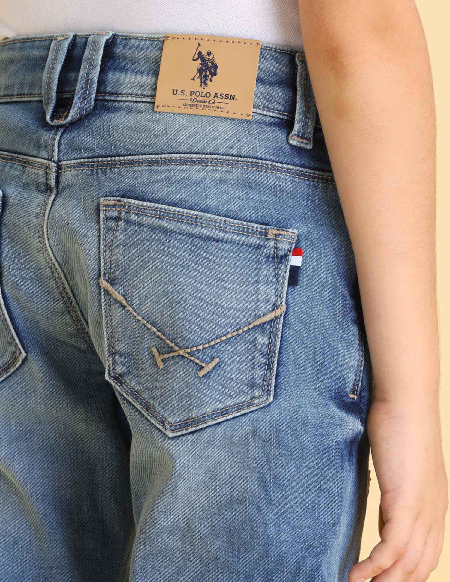 UKJEN581 ME. BLUE Boys Jeans Rag Wash - U.S. POLO ASSN. | Large