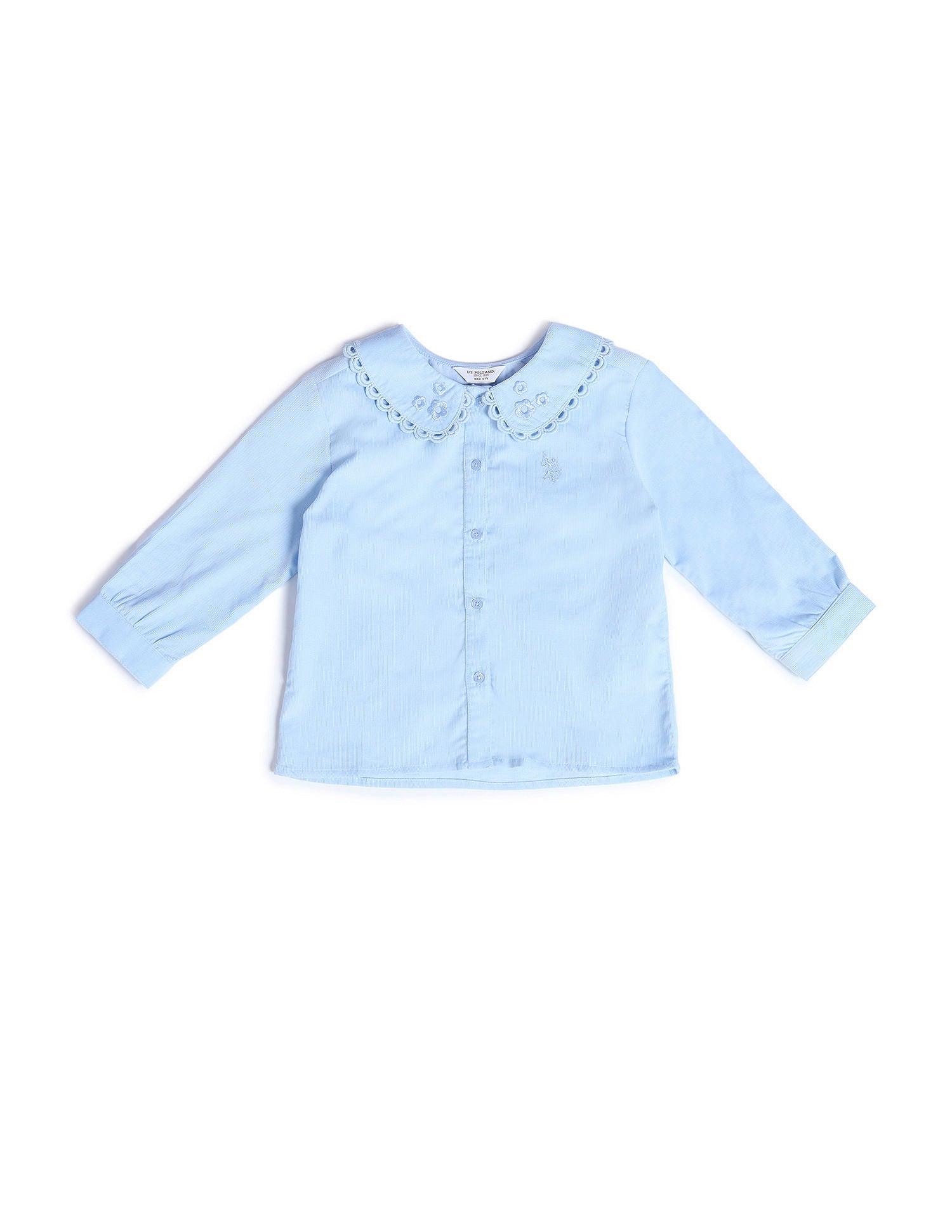 Girls Peter Pan Collar Solid Top Light Blue - U.S. POLO ASSN. | Large