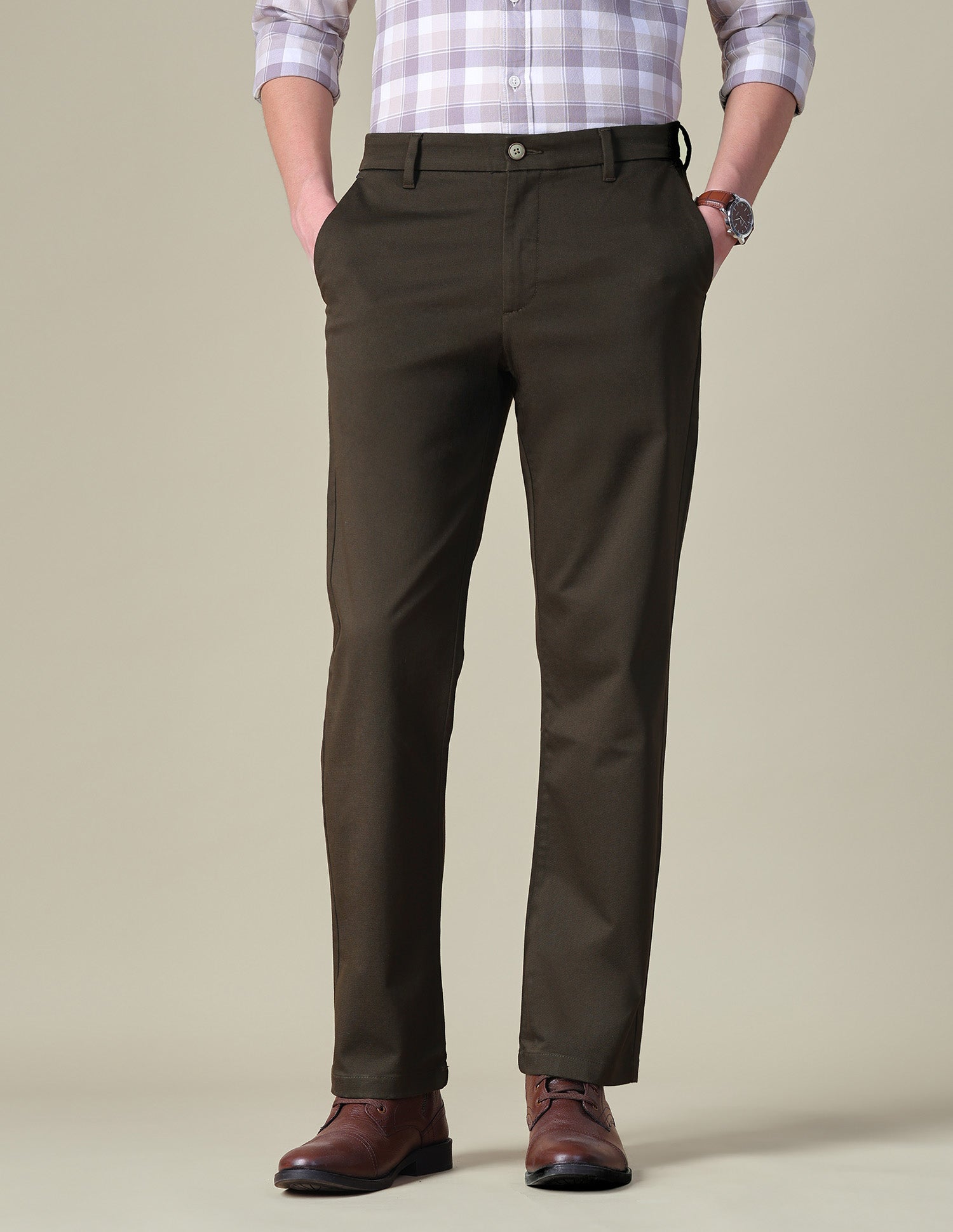 Dobby Riley Straight Fit Trousers Choco Brown - U.S. POLO ASSN. | Large