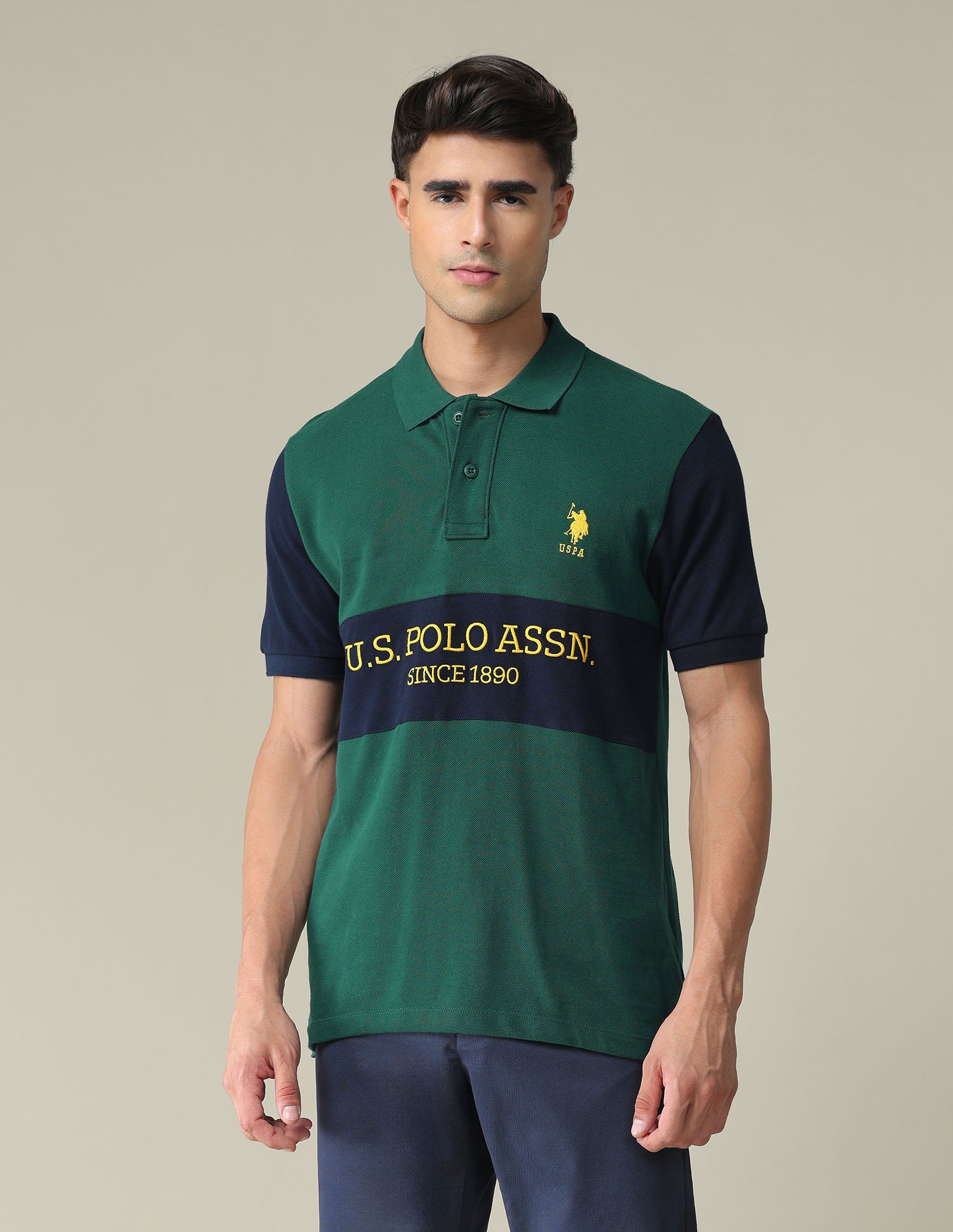 Embroidered Rugby Polo Shirt Dark Green - U.S. POLO ASSN. | Large