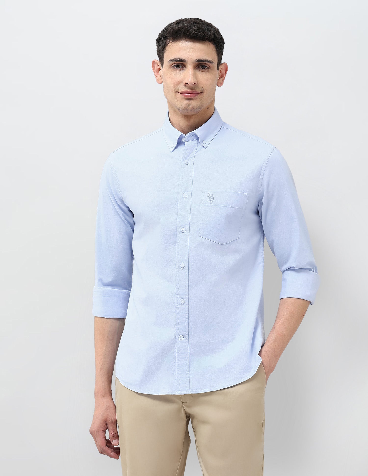 Tailored Fit Oxford Shirt Light Blue - U.S. Polo Assn. India | Large