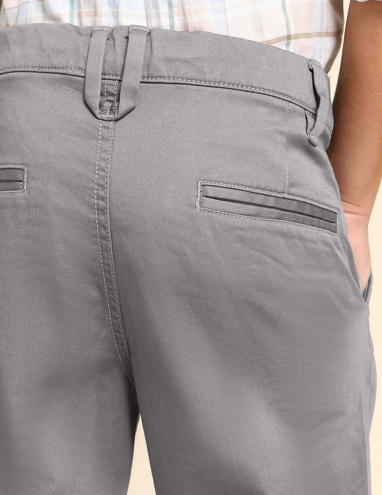 Boys Slim Fit Solid Trousers Grey - U.S. POLO ASSN. | Large