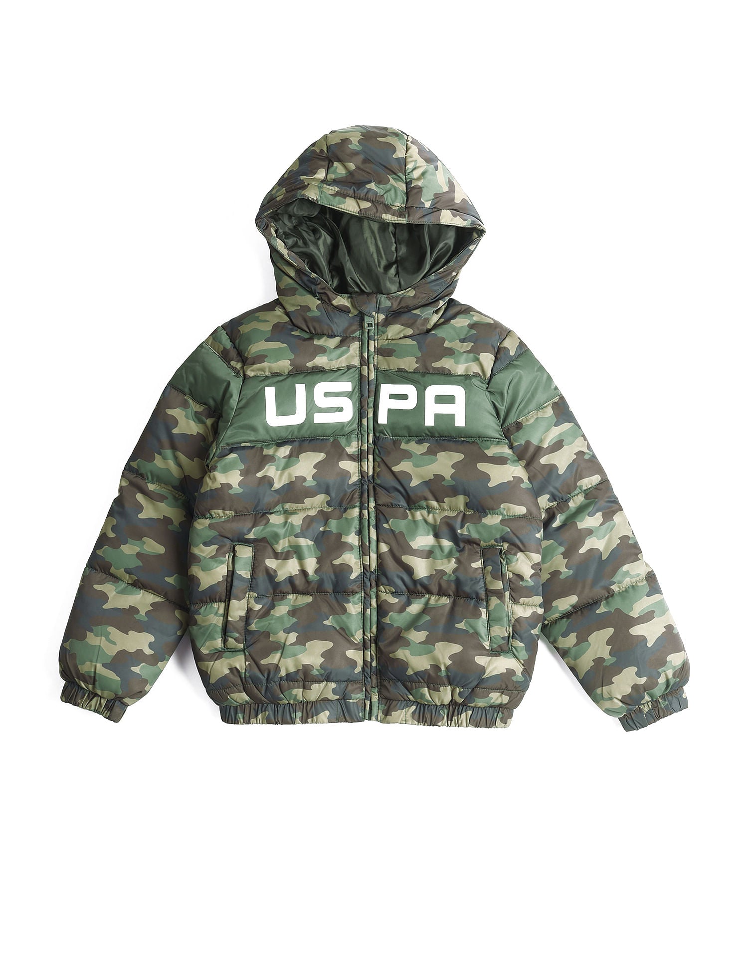 Boys Printed Hooded Jacket Camo - U.S. POLO ASSN. | Large