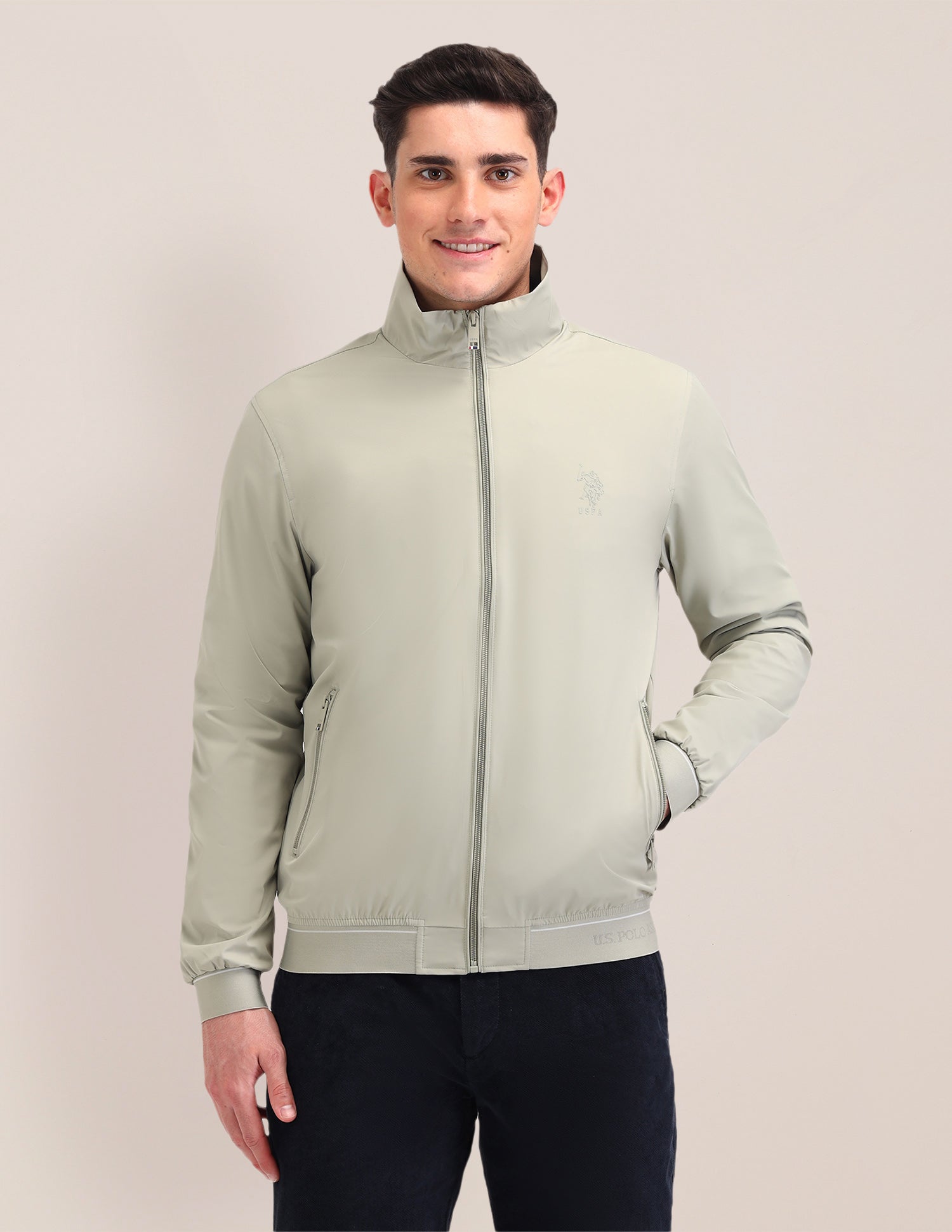 Colour Blocked Regular Fit Jacket Light Green - U.S. POLO ASSN. | Large