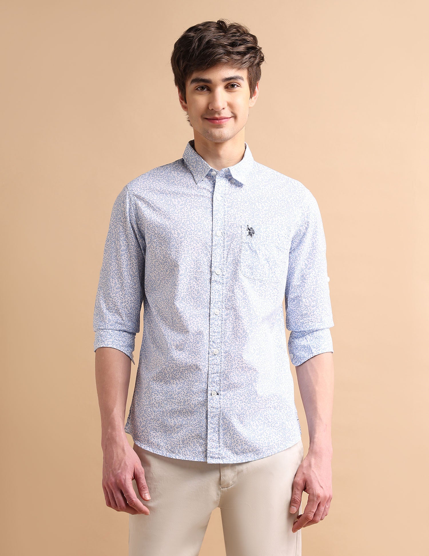 Floral Summer Shirt Light Blue - U.S. POLO ASSN. | Large