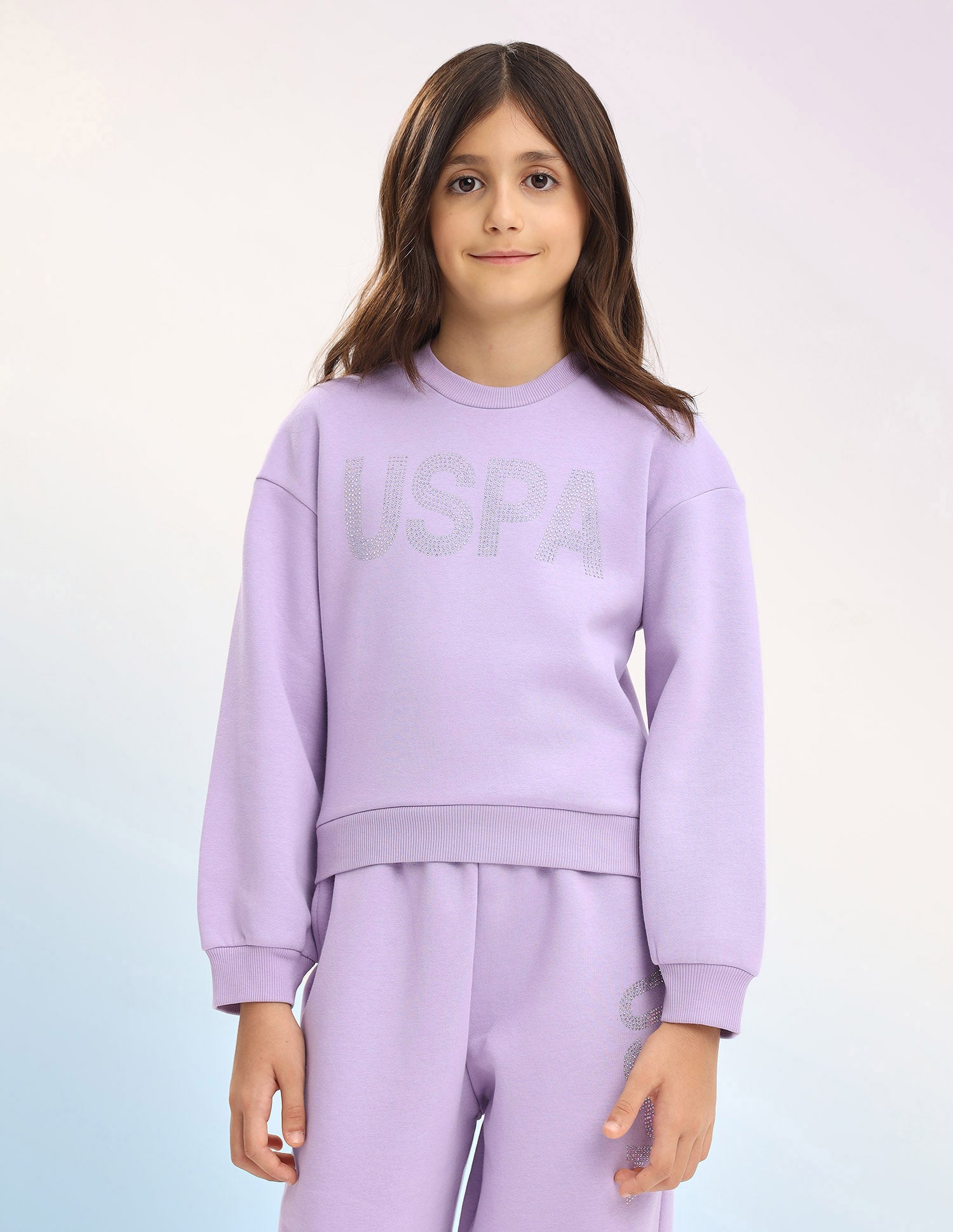 Brand Embellished Regular Fit Sweatshirt Light Purple - U.S. POLO ASSN. | Large