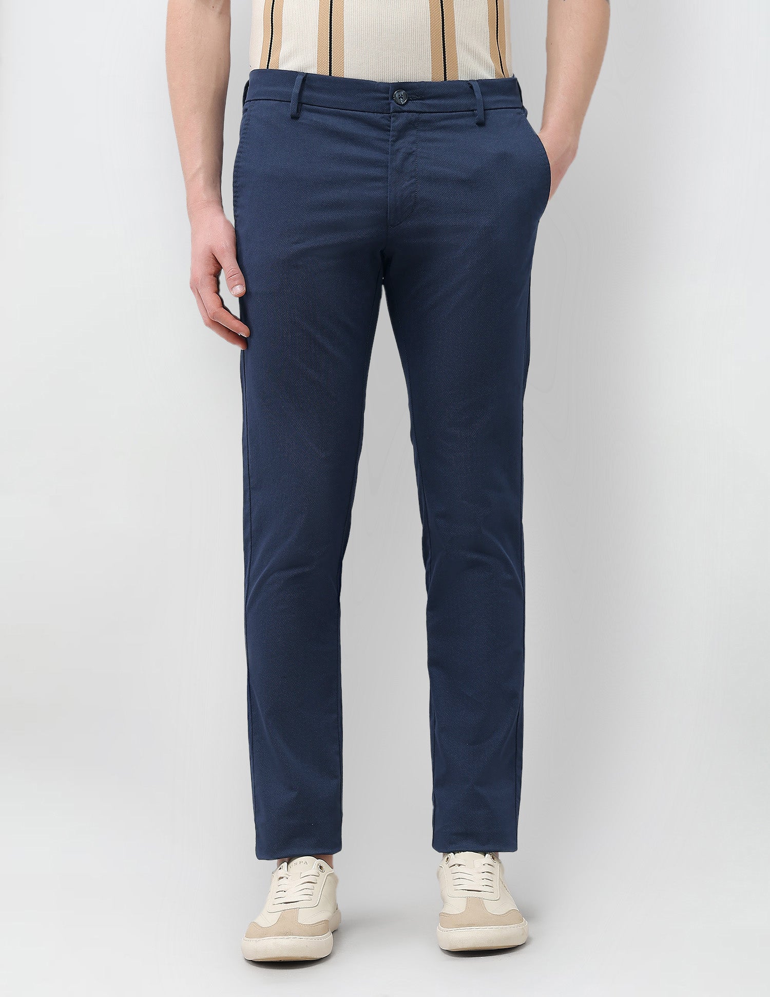 Textured Denver Slim Fit Trousers Navy - U.S. Polo Assn. India | Large