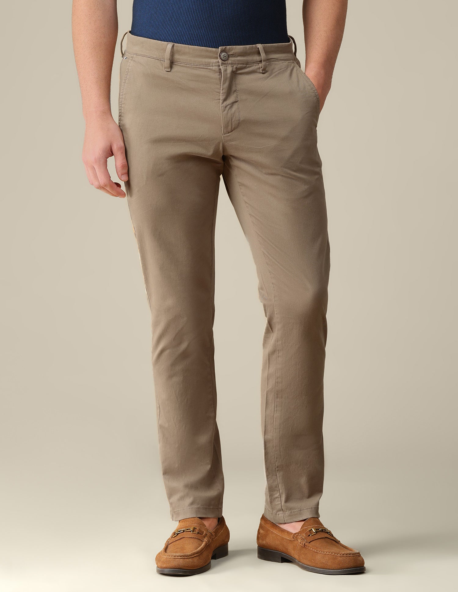 Denver slim fit Twill Trousers Tan - U.S. Polo Assn. India | Large