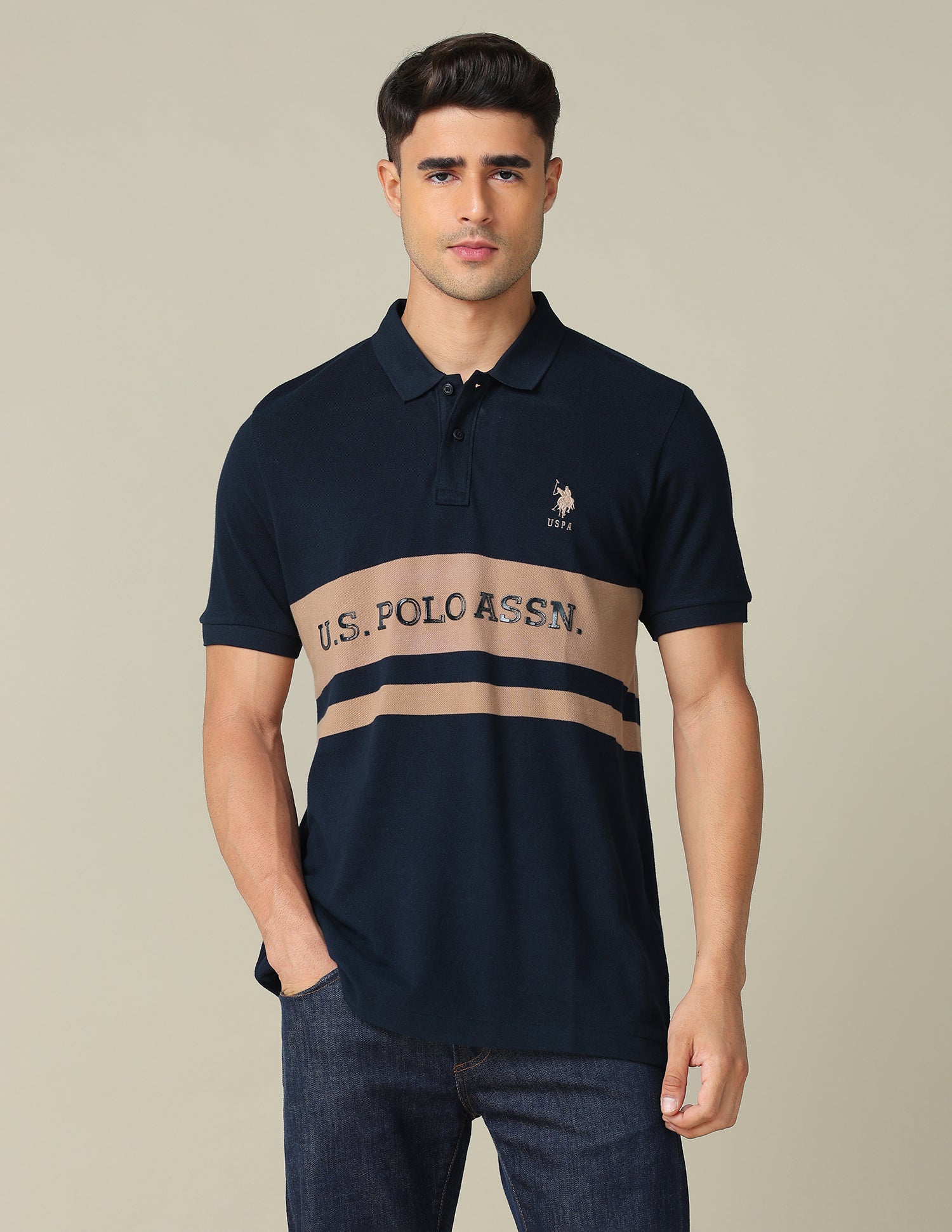 Colourblocked Regular Fit Polo Shirt Navy - U.S. POLO ASSN. | Large