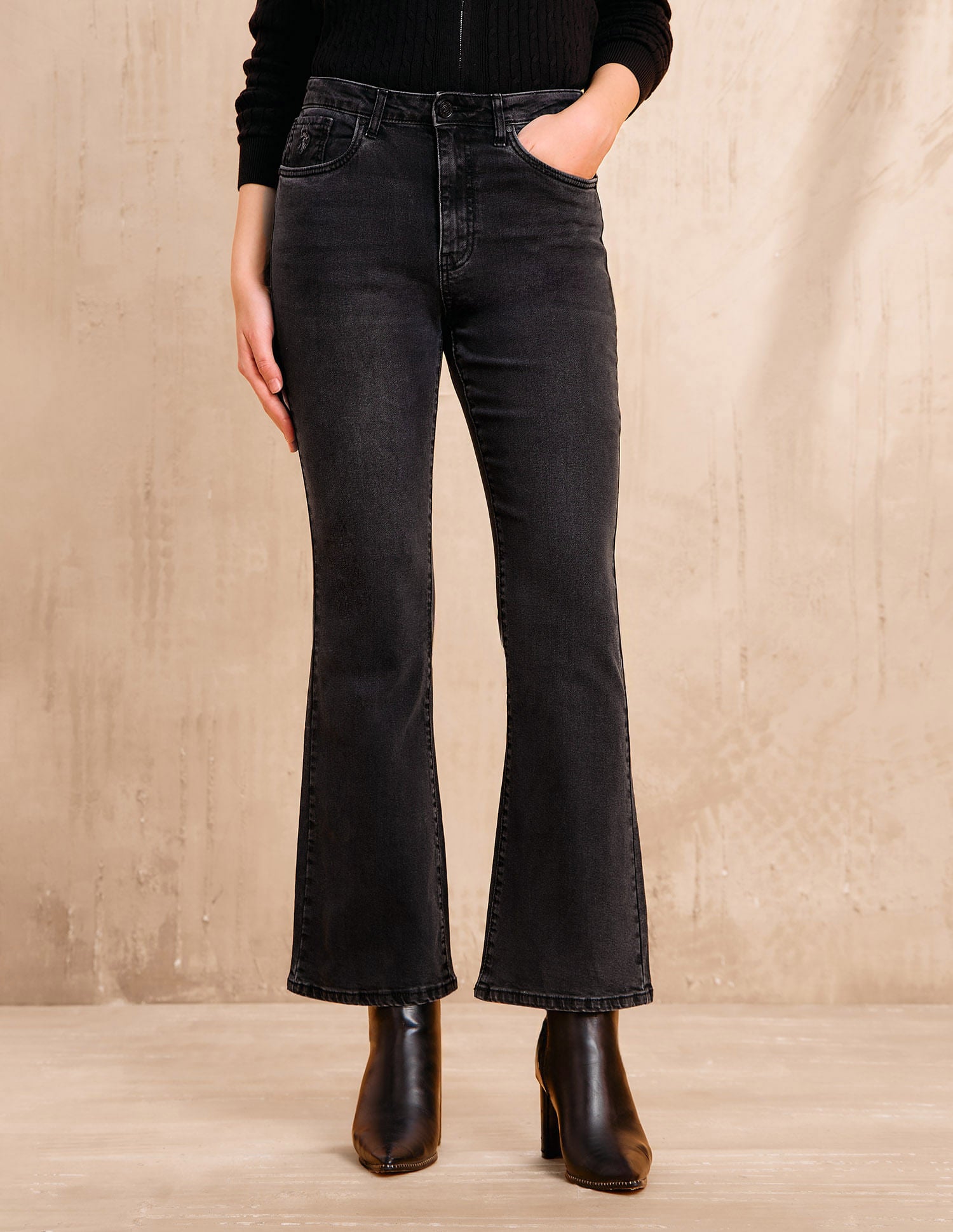 High-Rise Bootcut Fit Jeans Grey - U.S. POLO ASSN. | Large