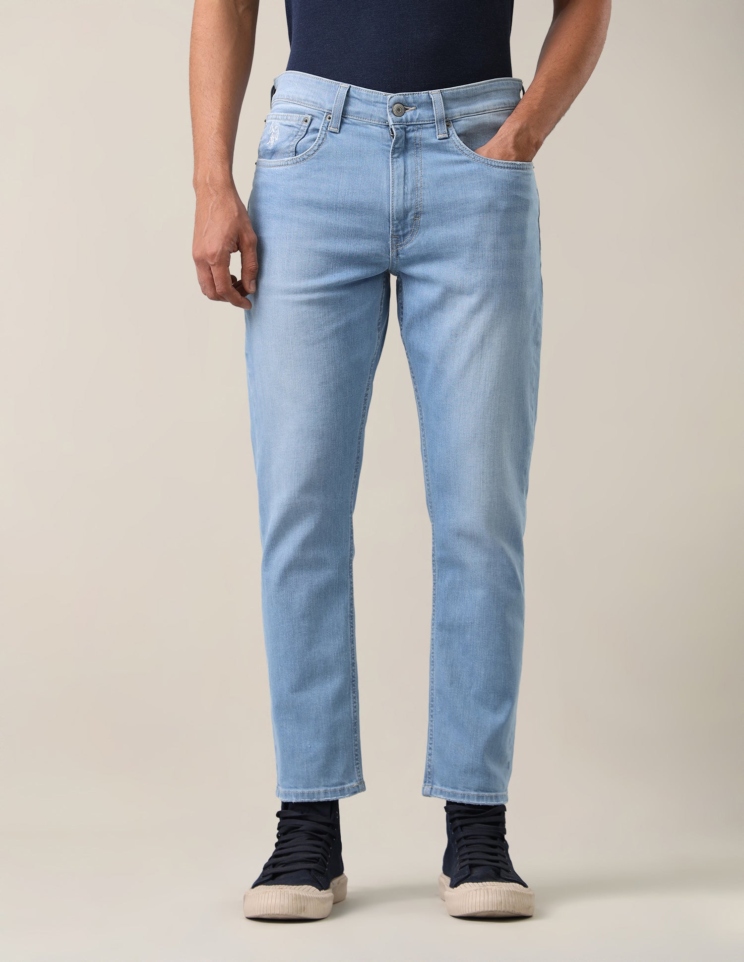 Cole Comfort Cropped Fit Blue Jeans Blue - U.S. Polo Assn. India | Large