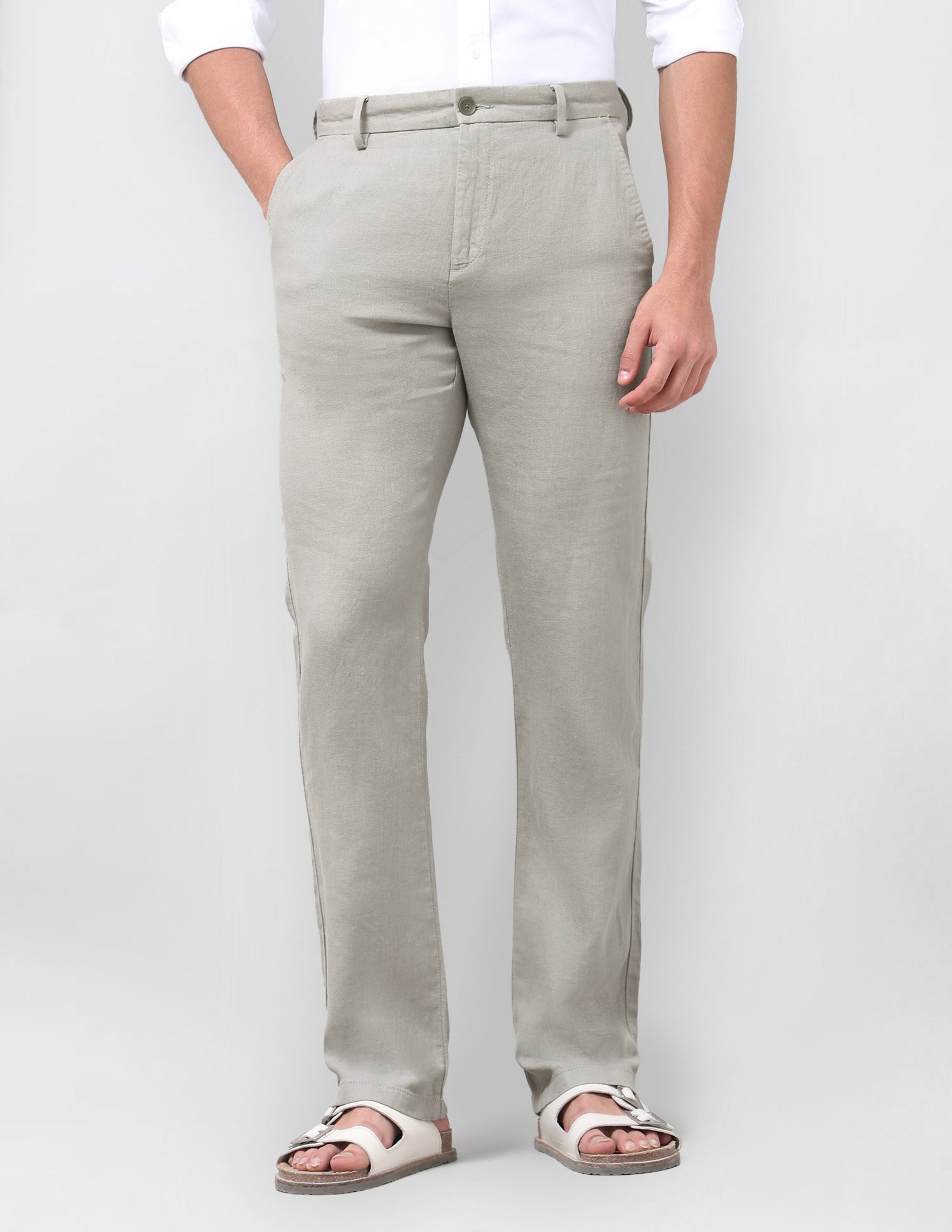Riley Straight Fit Satin Trousers Sage - U.S. Polo Assn. India | Large