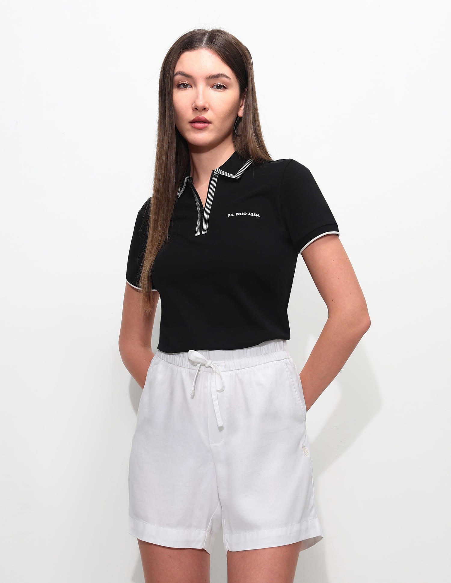 Relaxed Fit Solid Polo Shirt Black - U.S. Polo Assn. India | Large