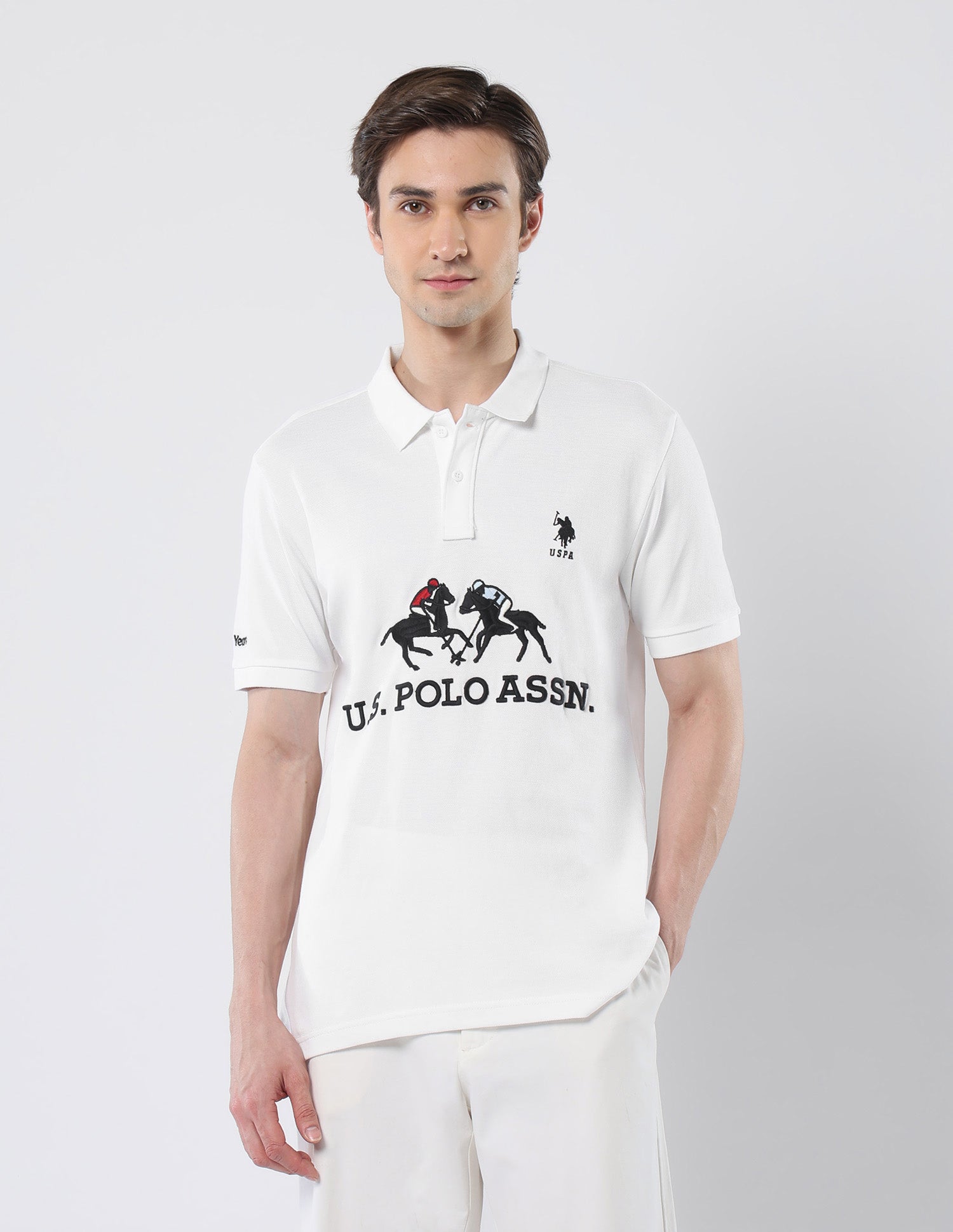 Brand Embroidered 135 Anniversary Polo Shirt White - U.S. Polo Assn. India | Large