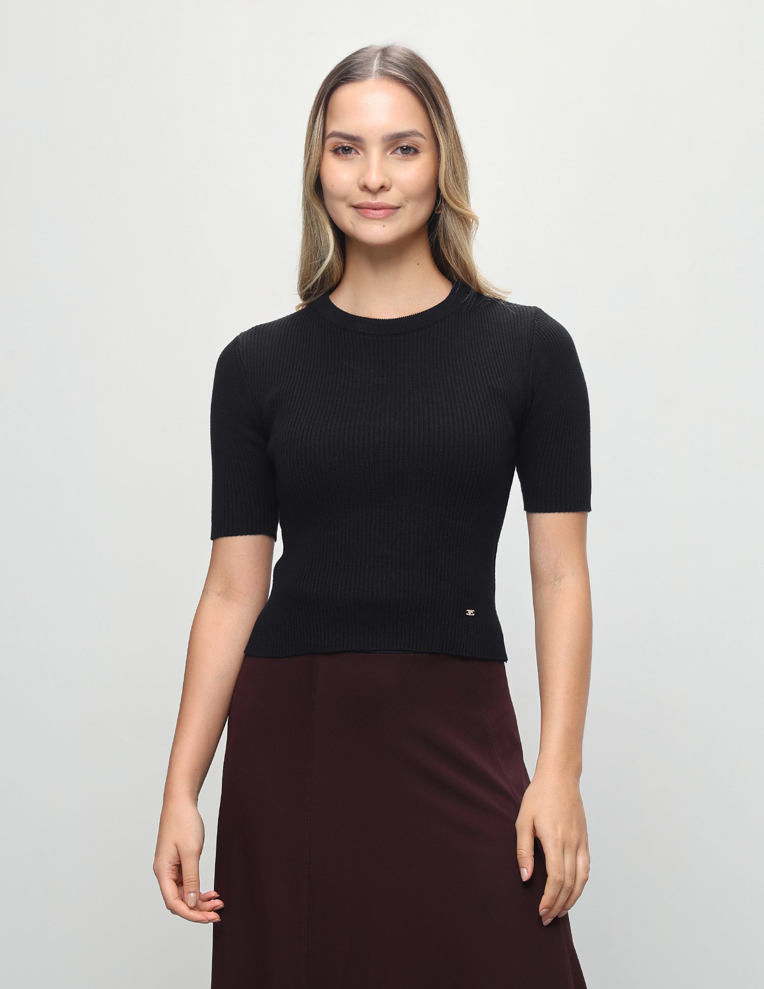Solid Fitted Knit Top Black - U.S. Polo Assn. India | Large