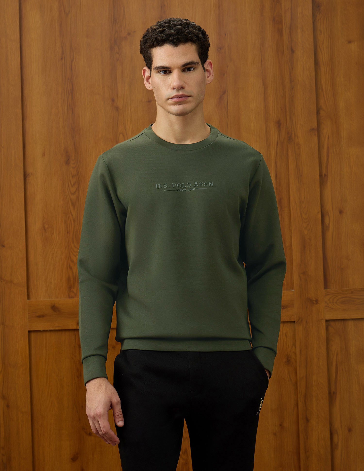 Regular Fit Varsity Theatre Sweatshirt Olive - U.S. POLO ASSN. | Large