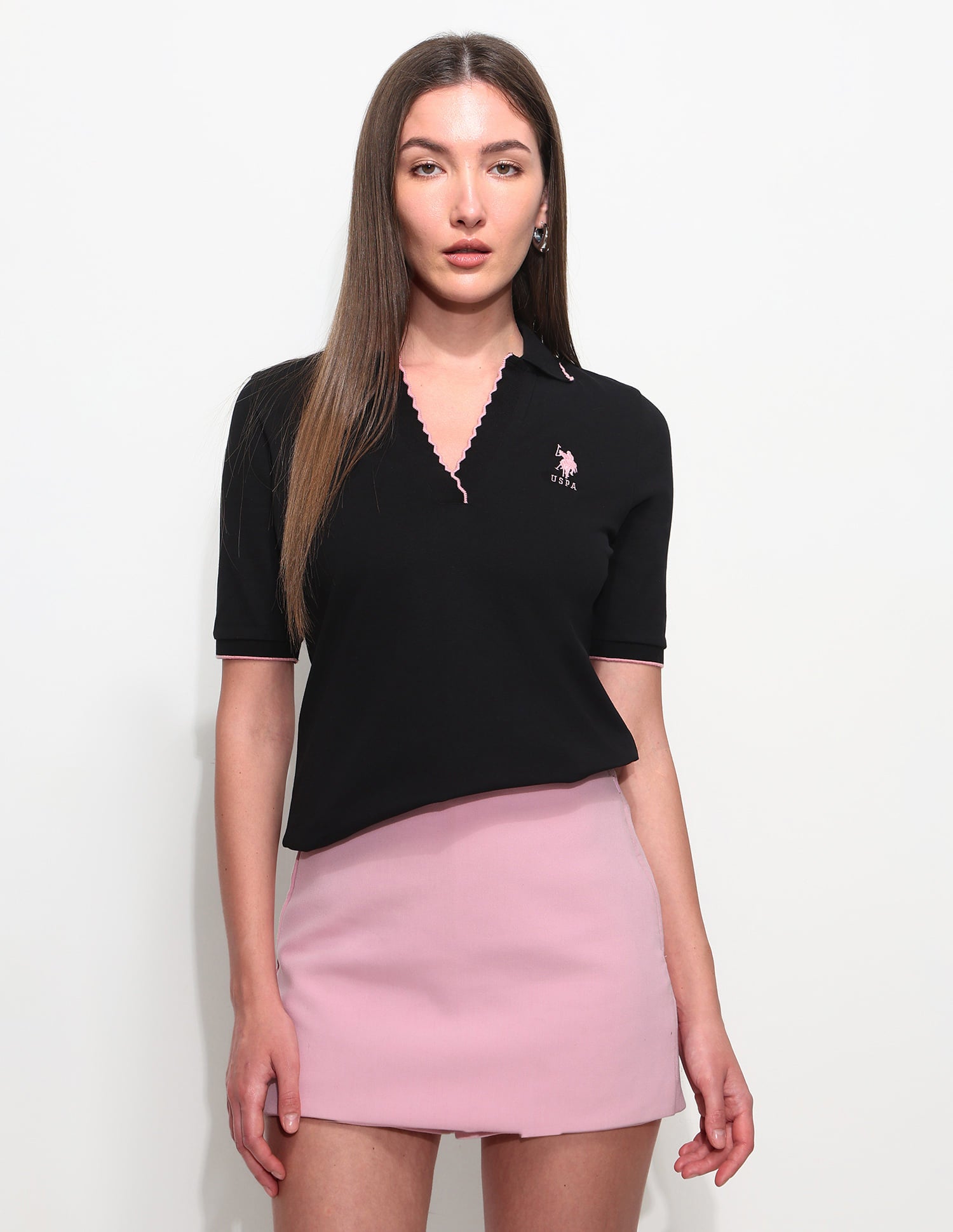 Regular Fit Textured Polo Shirt Black - U.S. Polo Assn. India | Large
