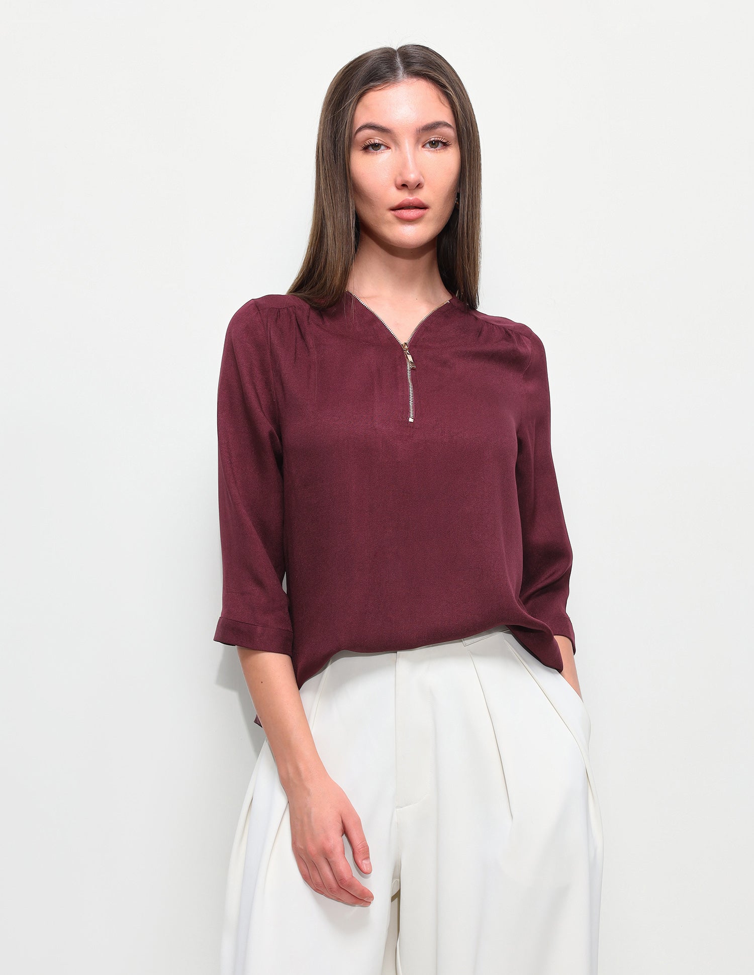 Solid Regular Fit Zipper Top Wine - U.S. Polo Assn. India | Large