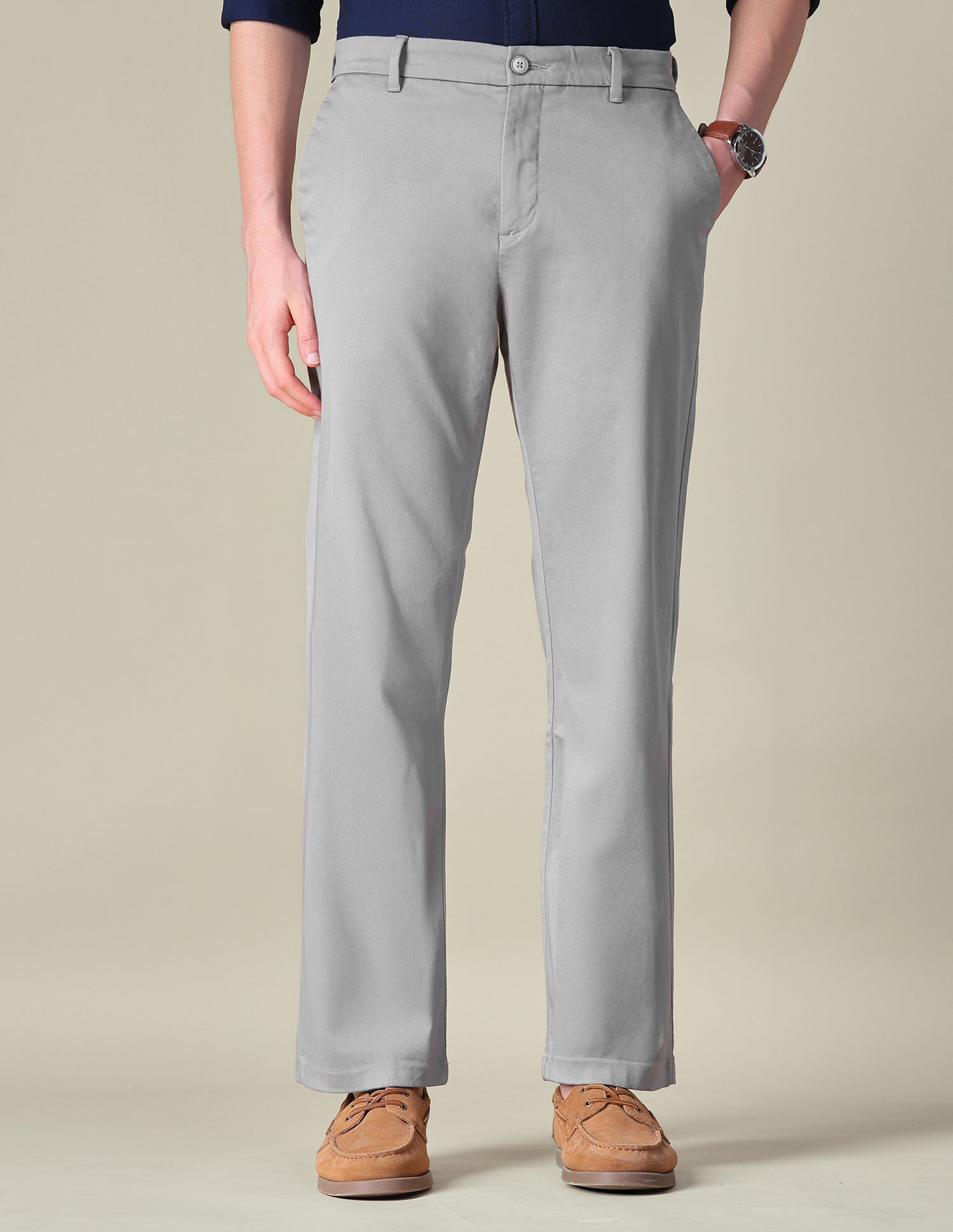 Dobby Riley Straight Fit Trousers Grey - U.S. POLO ASSN. | Large