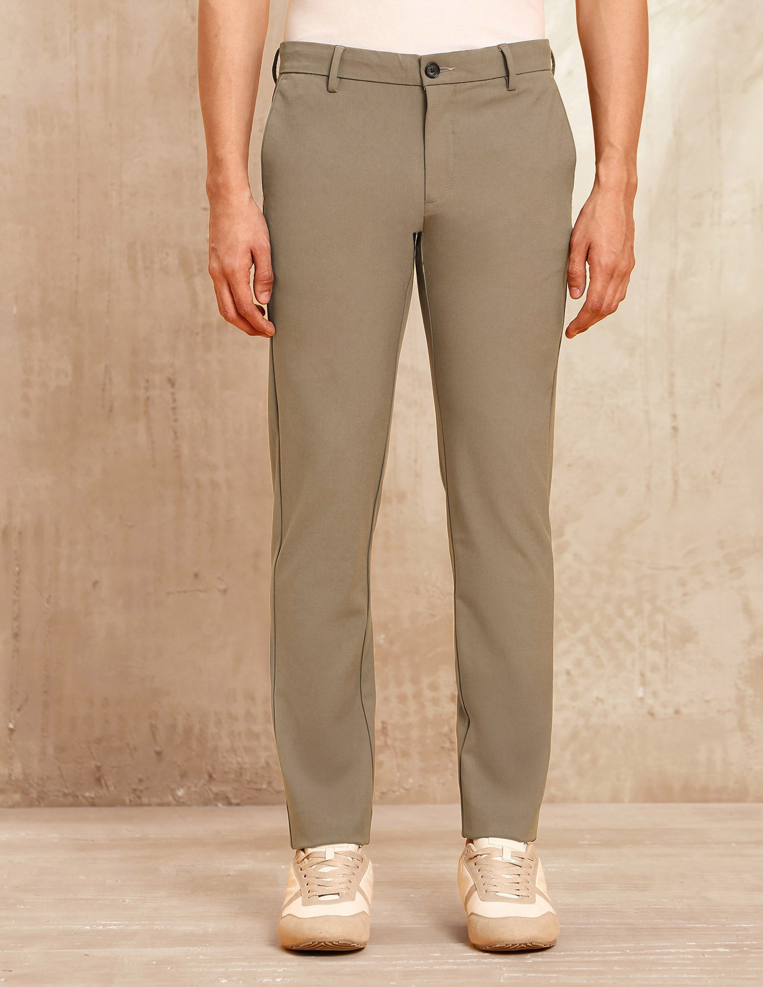 Mid Rise Satin Trousers Khaki - U.S. POLO ASSN. | Large