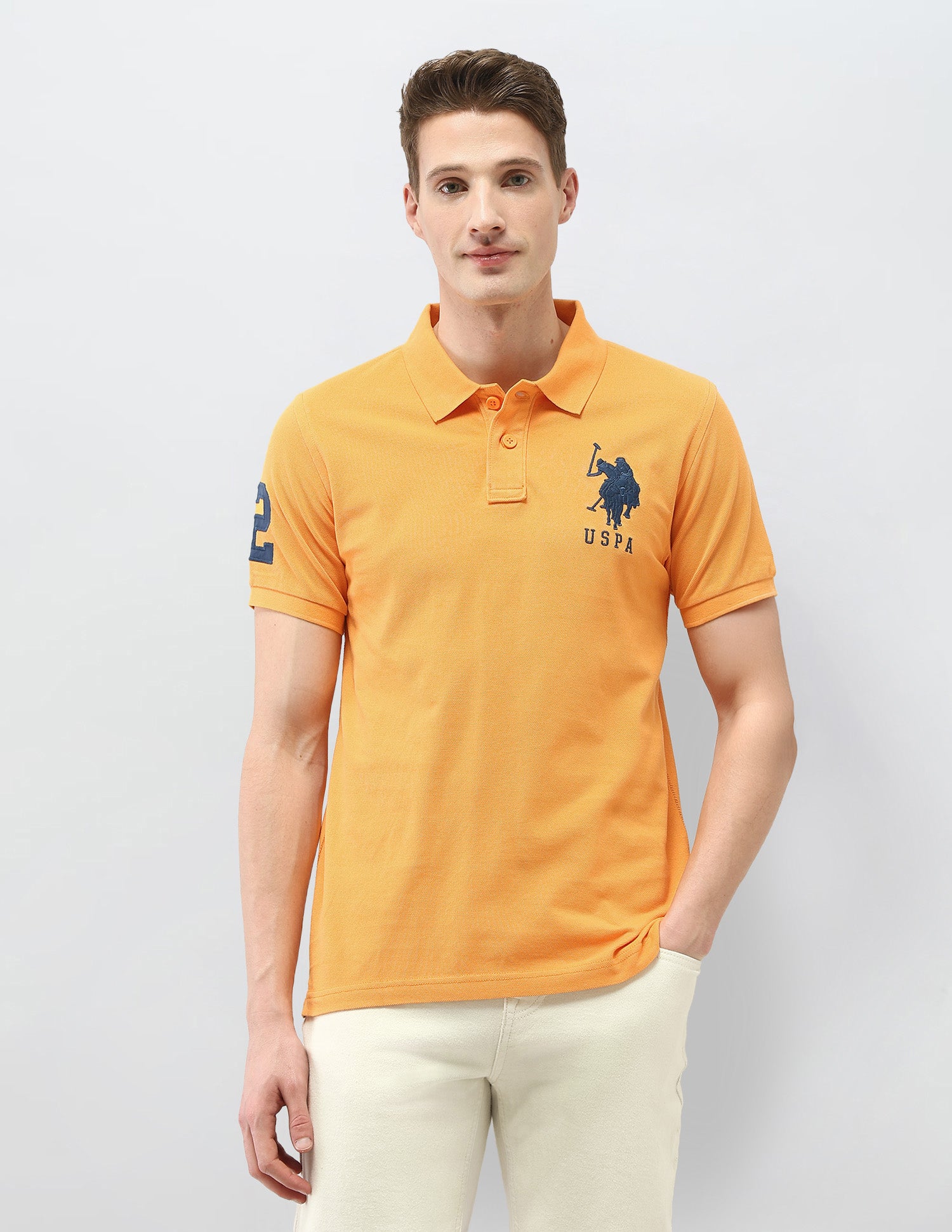 Solid Slim Fit Polo Shirt Mustard - U.S. Polo Assn. India | Large