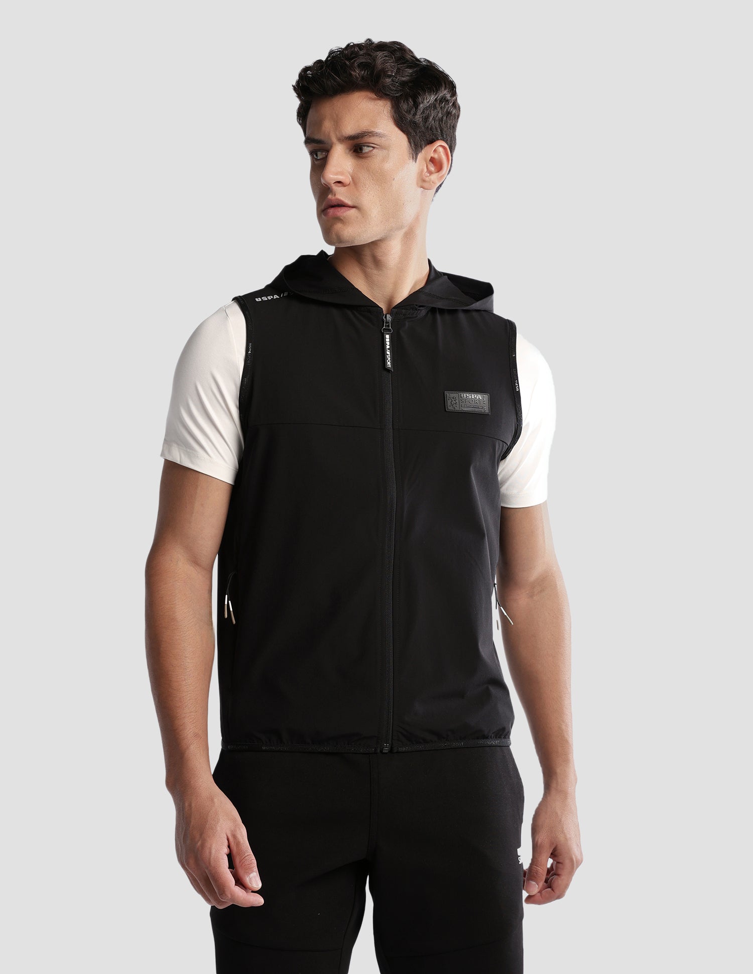 Solid Regular Fit Active Jacket Black - U.S. Polo Assn. India | Large