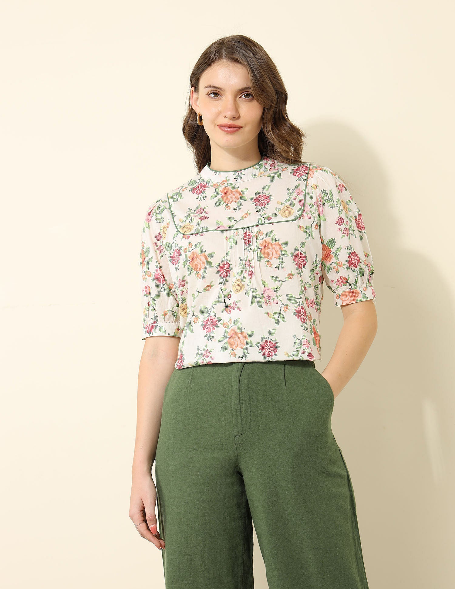 Yoke Design Floral Printed Top Multi-colour - U.S. Polo Assn. India | Large